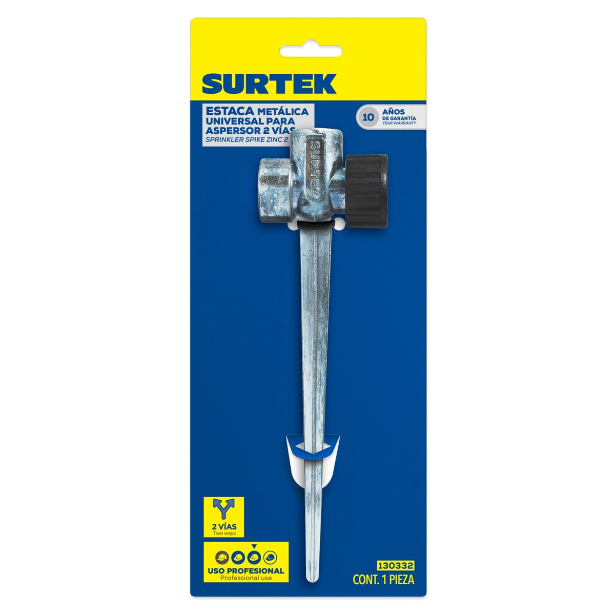 Estaca metálica universal para aspersor 11", 2 vías Surtek - Imagen 2