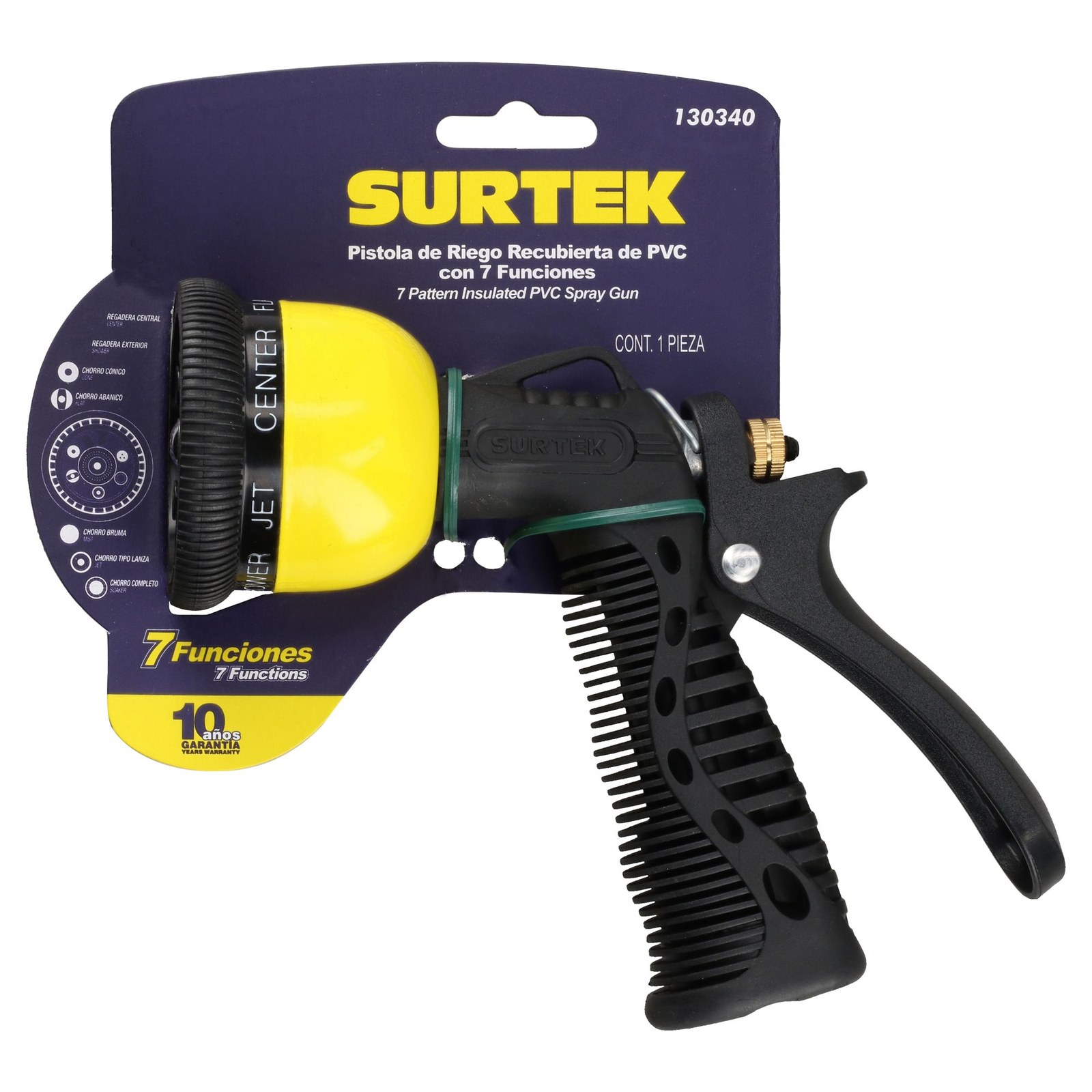 Pistola para riego con recubrimiento de PVC con 7 funciones 3/4" GHT Surtek - Imagen 3