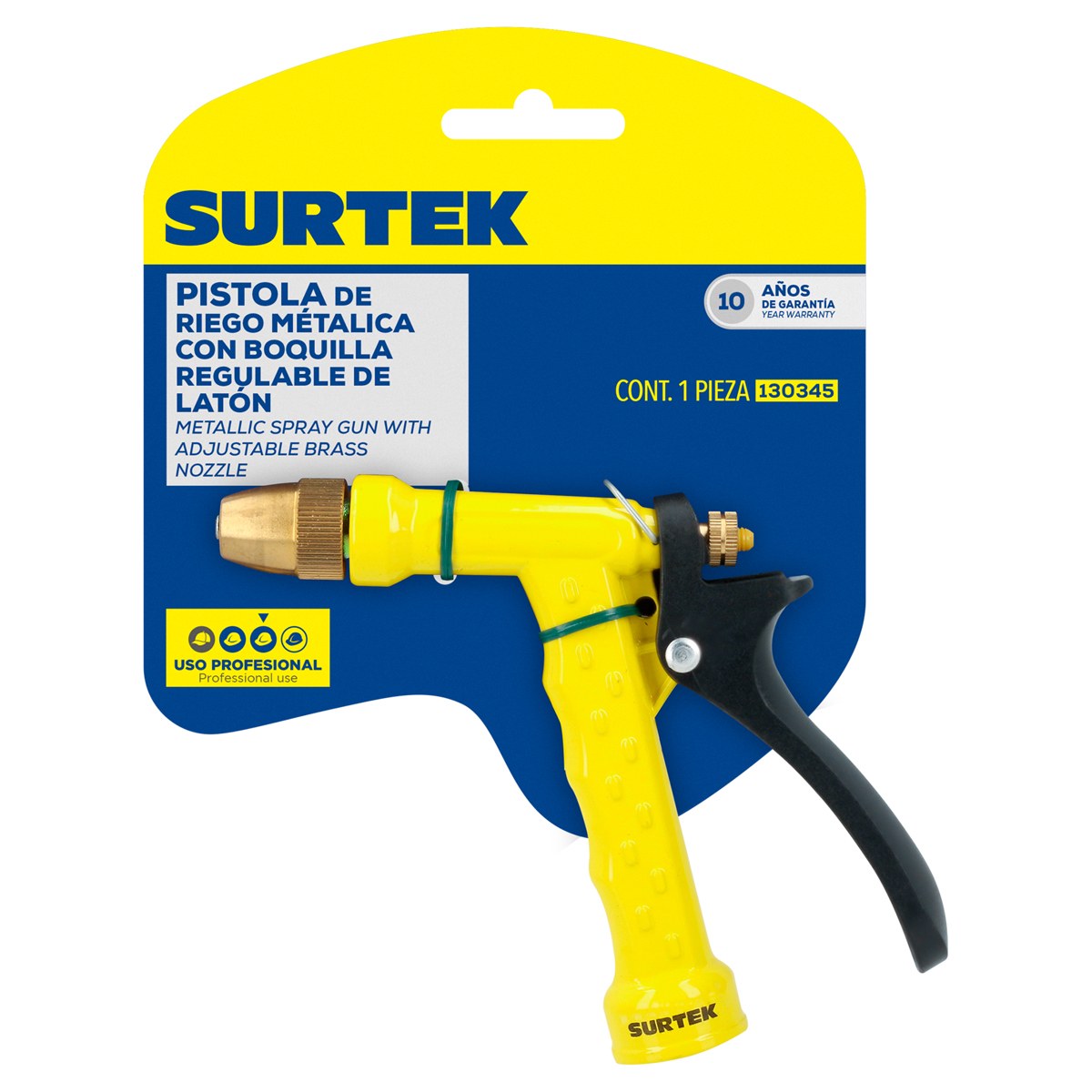 Pistola para riego metálica con boquilla regulable 3/4" GHT Surtek - Imagen 3