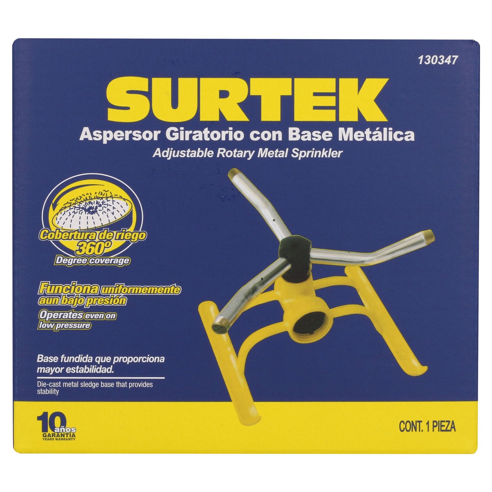 Aspersor estacionario con base metálica de 3 brazos, 3/4" GHT Surtek - Imagen 3
