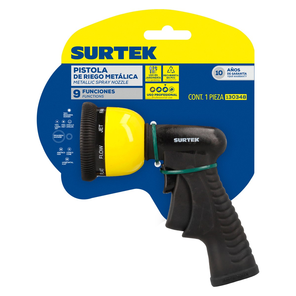 Pistola para riego con recubrimiento de PVC con 9 funciones 3/4" GHT Surtek - Imagen 3