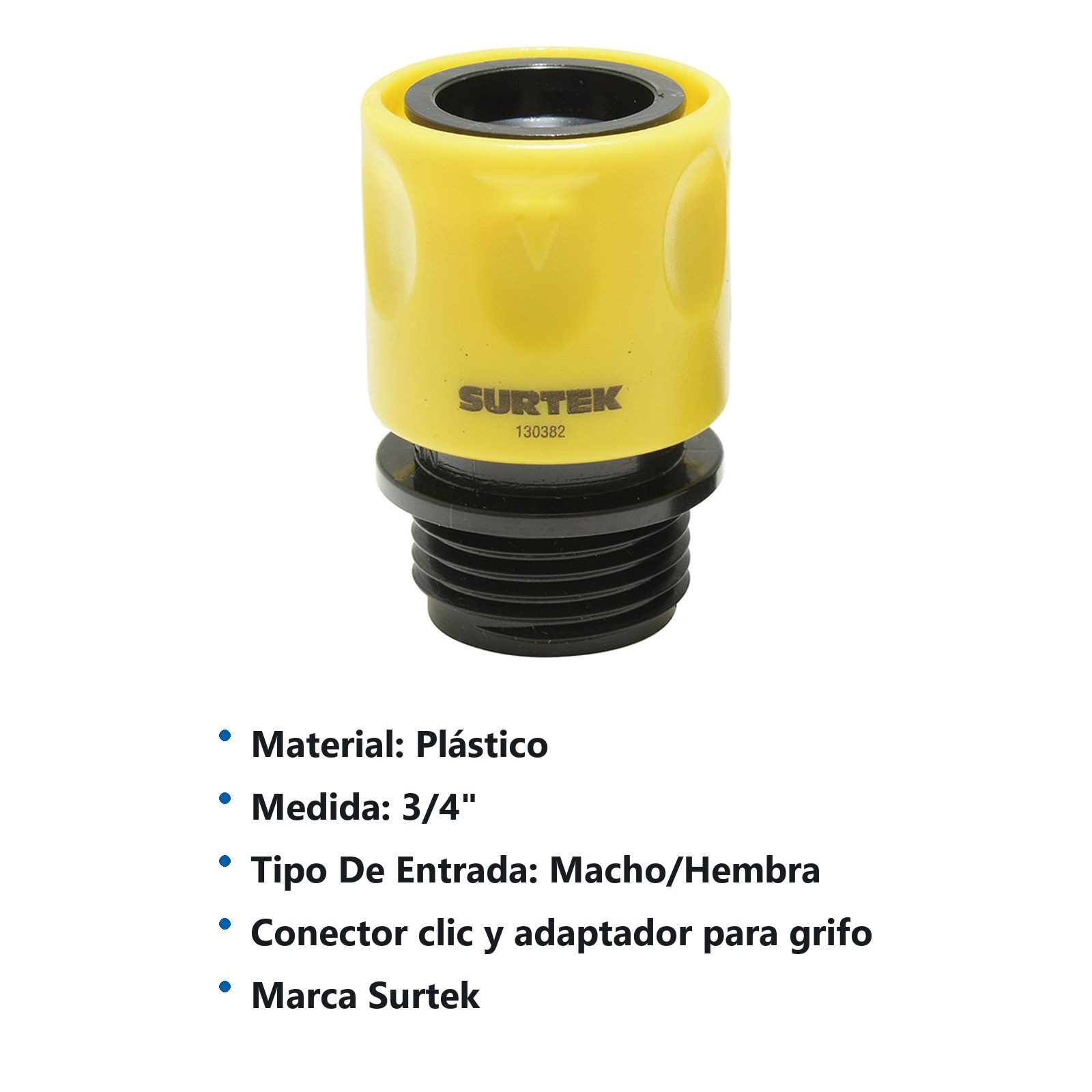 Juego de conectores para grifo con sistema clic y adaptador 3/4" GHT, 2 piezas Surtek - Imagen 3