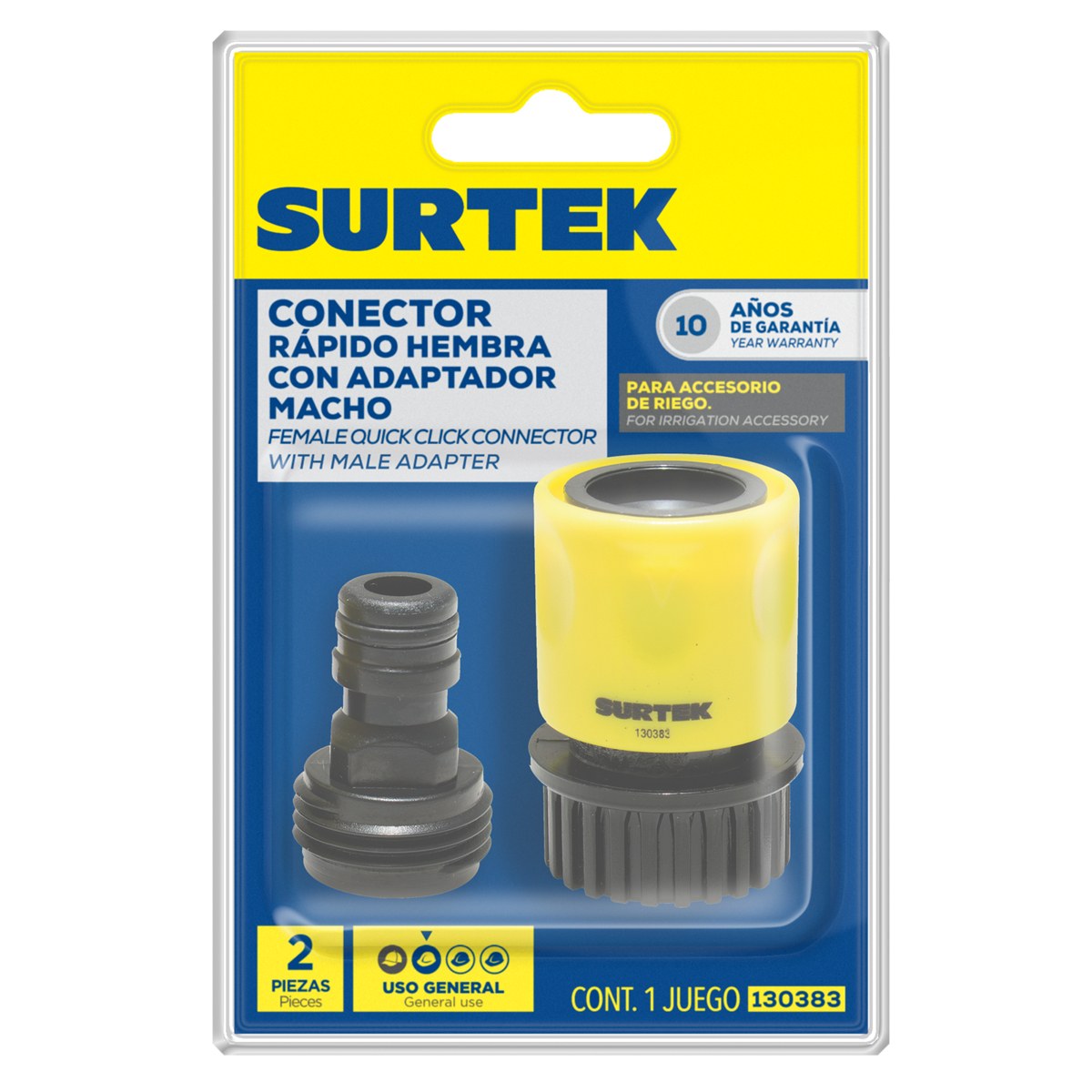Juego de conectores para manguera de riego con sistema clic y adaptador 3/4" GHT,2 piezas Surtek - Imagen 2
