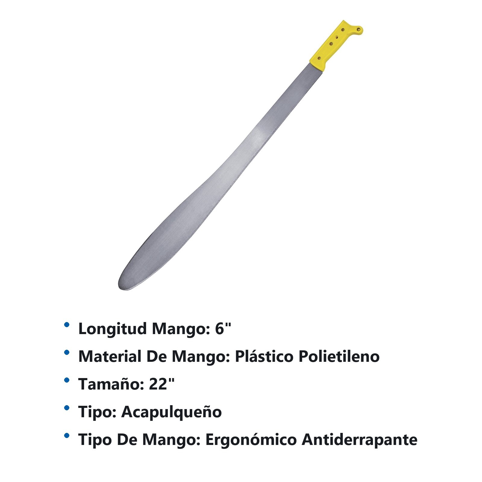Machete laminado con mango amarillo acapulqueño 22" Surtek - Imagen 2