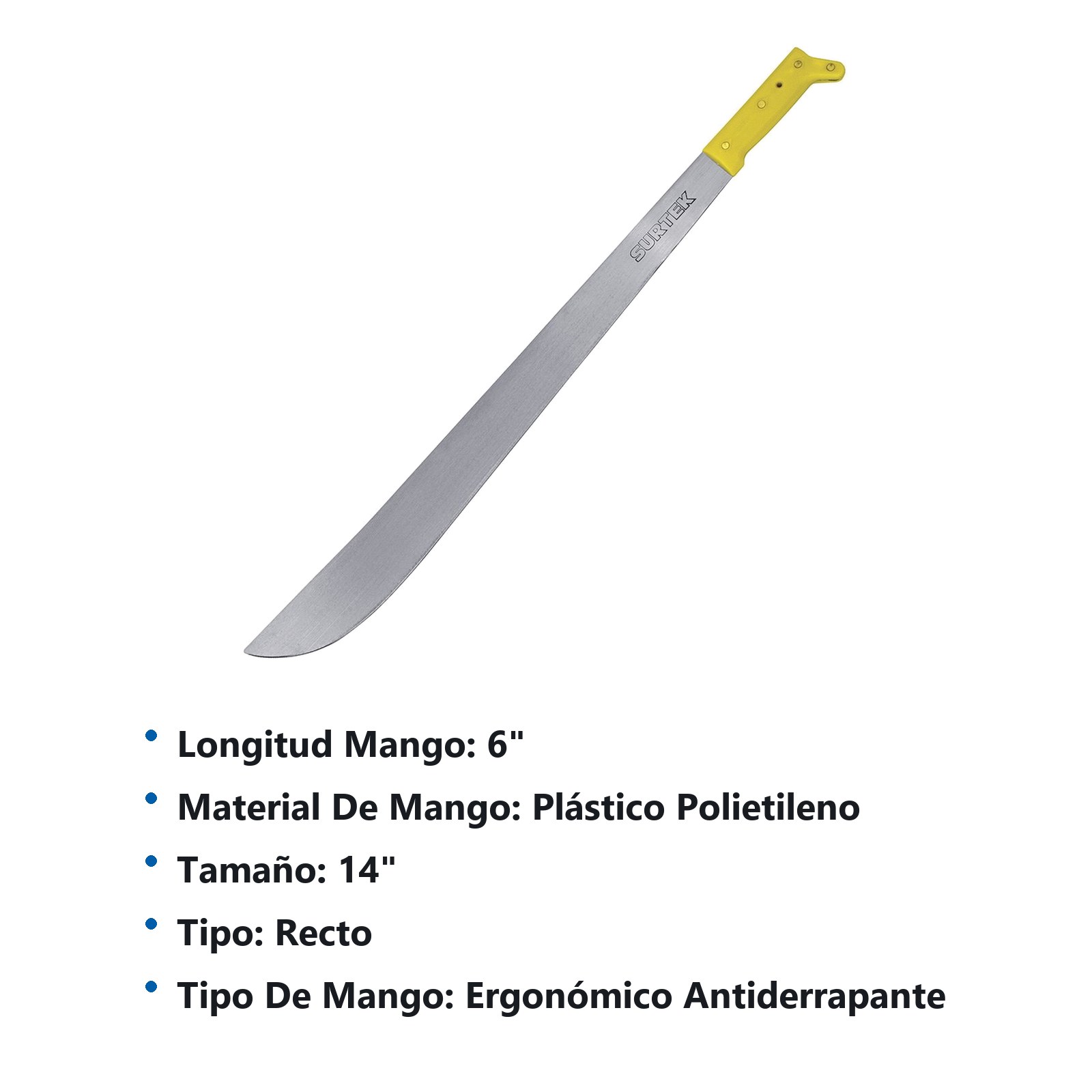 Machete laminado con mango amarillo recto 14" Surtek - Imagen 2