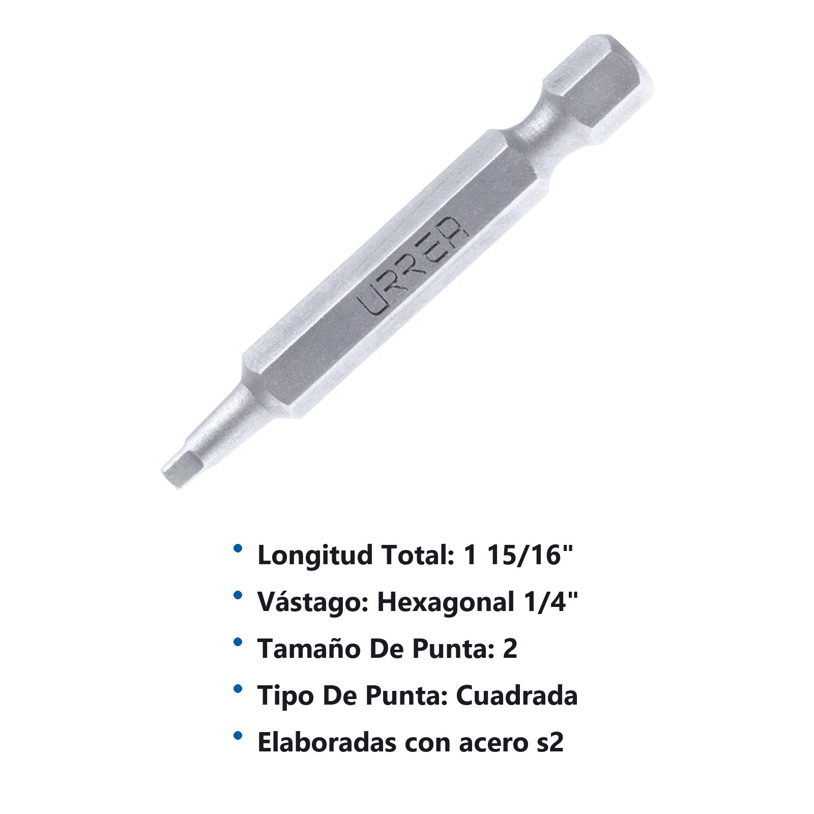 Punta cuadrada de poder hexágono de 1/4" #2 x 1-15/16" Urrea - Imagen 3