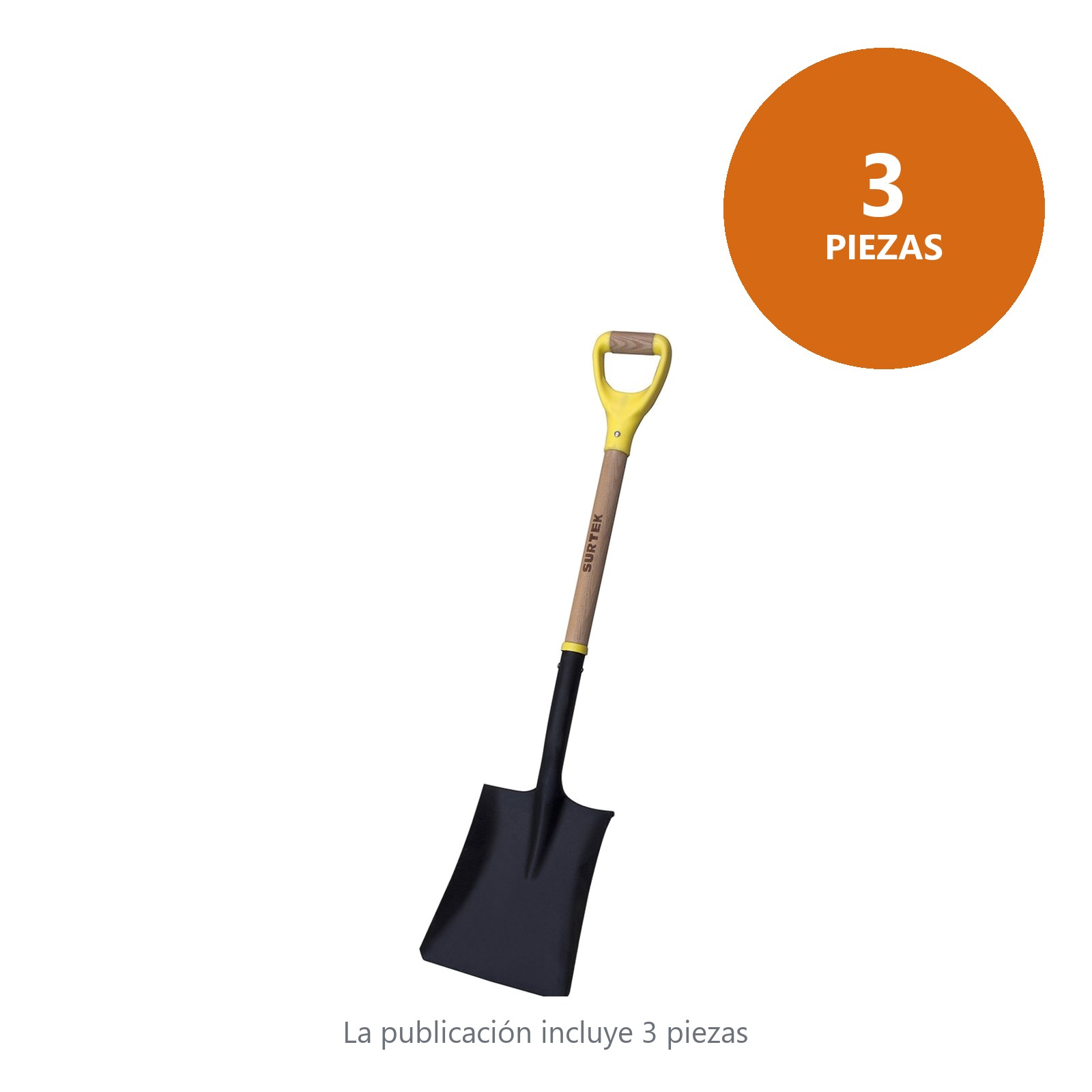 Pala con mango de madera con puño contractor grip, cuadrada Surtek - Imagen 3