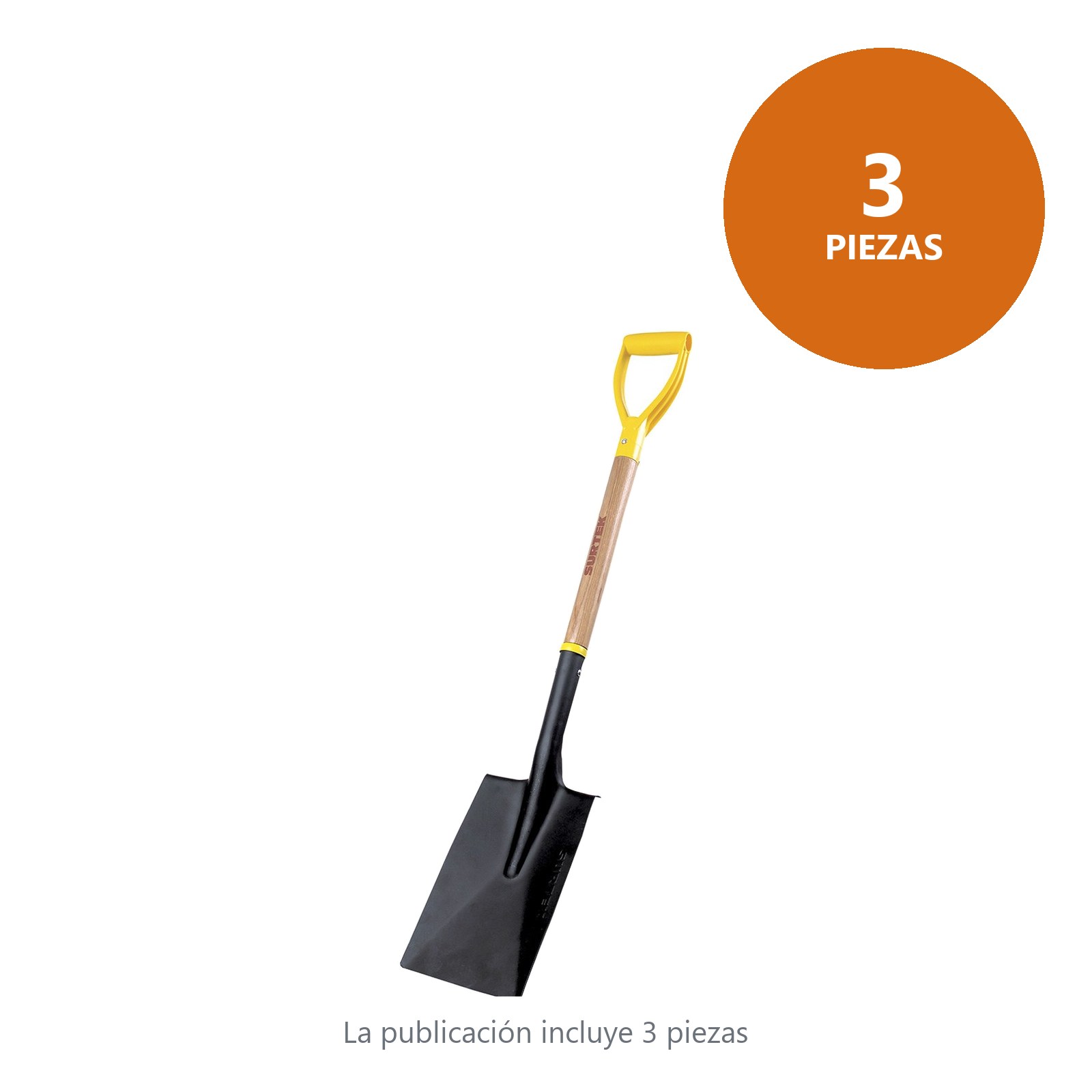 Pala con mango de madera con puño plástico "D", tipo escarramán Surtek - Imagen 2