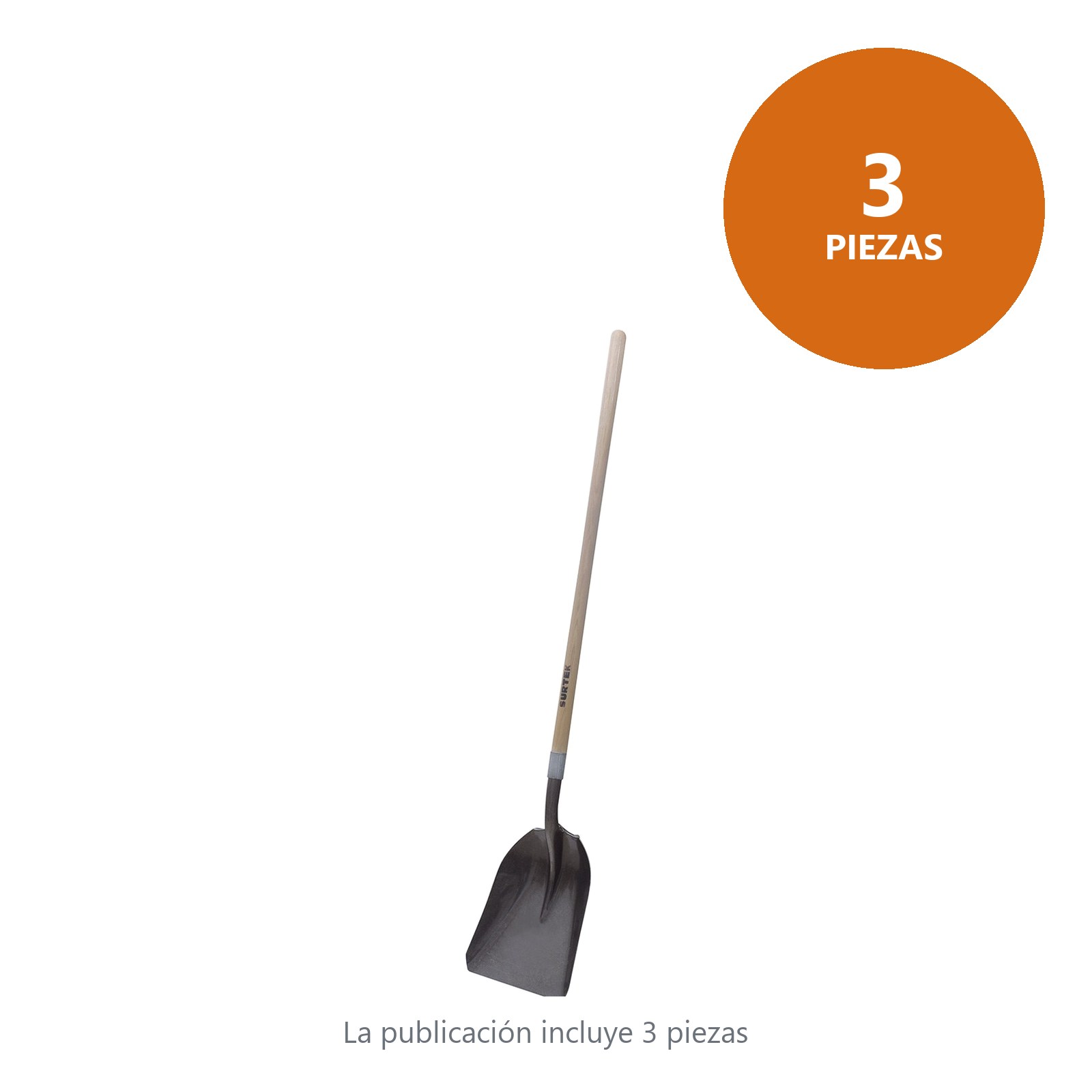 Pala con mango largo de fibra de vidrio con anillo crimpado, tipo carbonera Surtek - Imagen 3