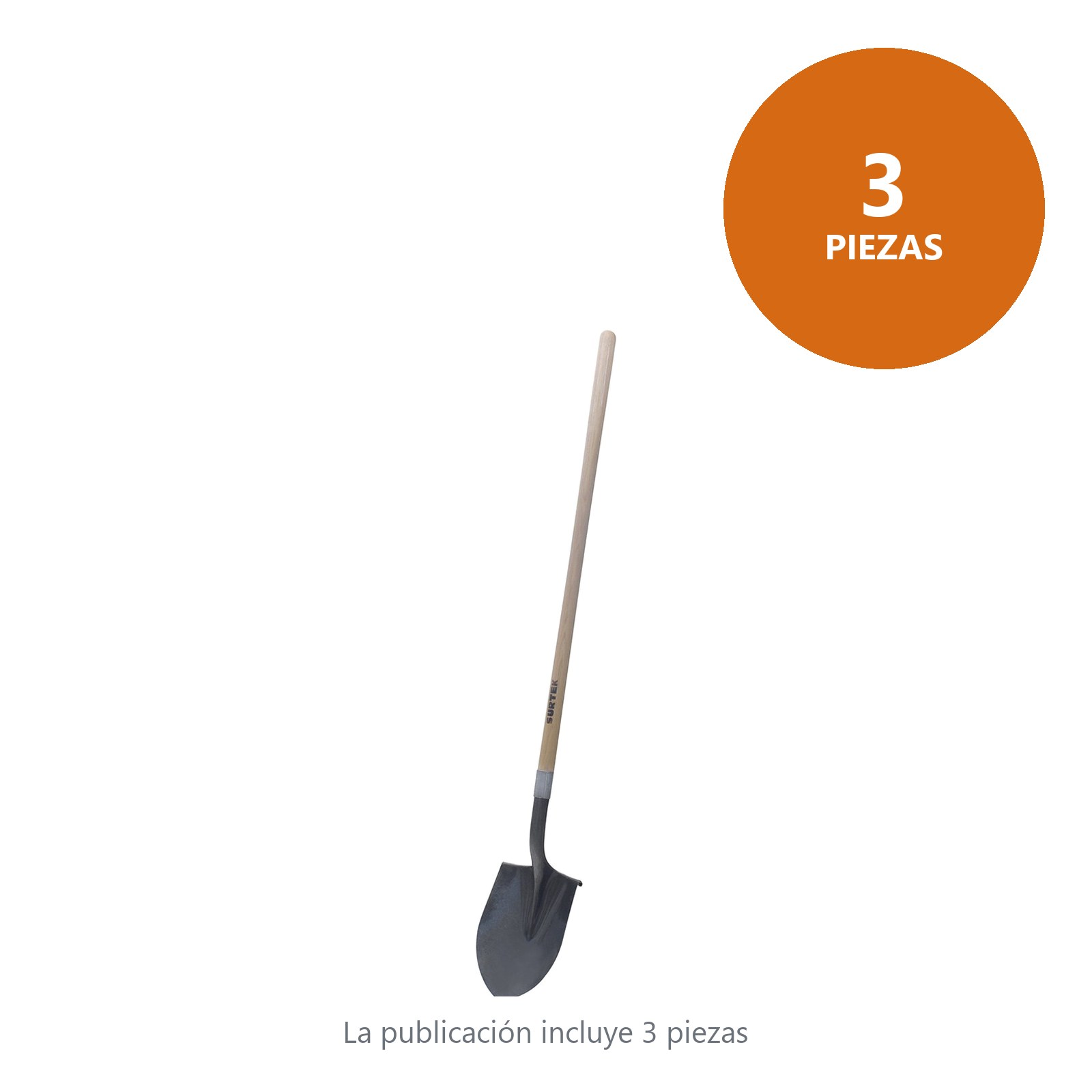 Pala con mango largo de fibra de vidrio con anillo crimpado, redonda Surtek. - Imagen 2