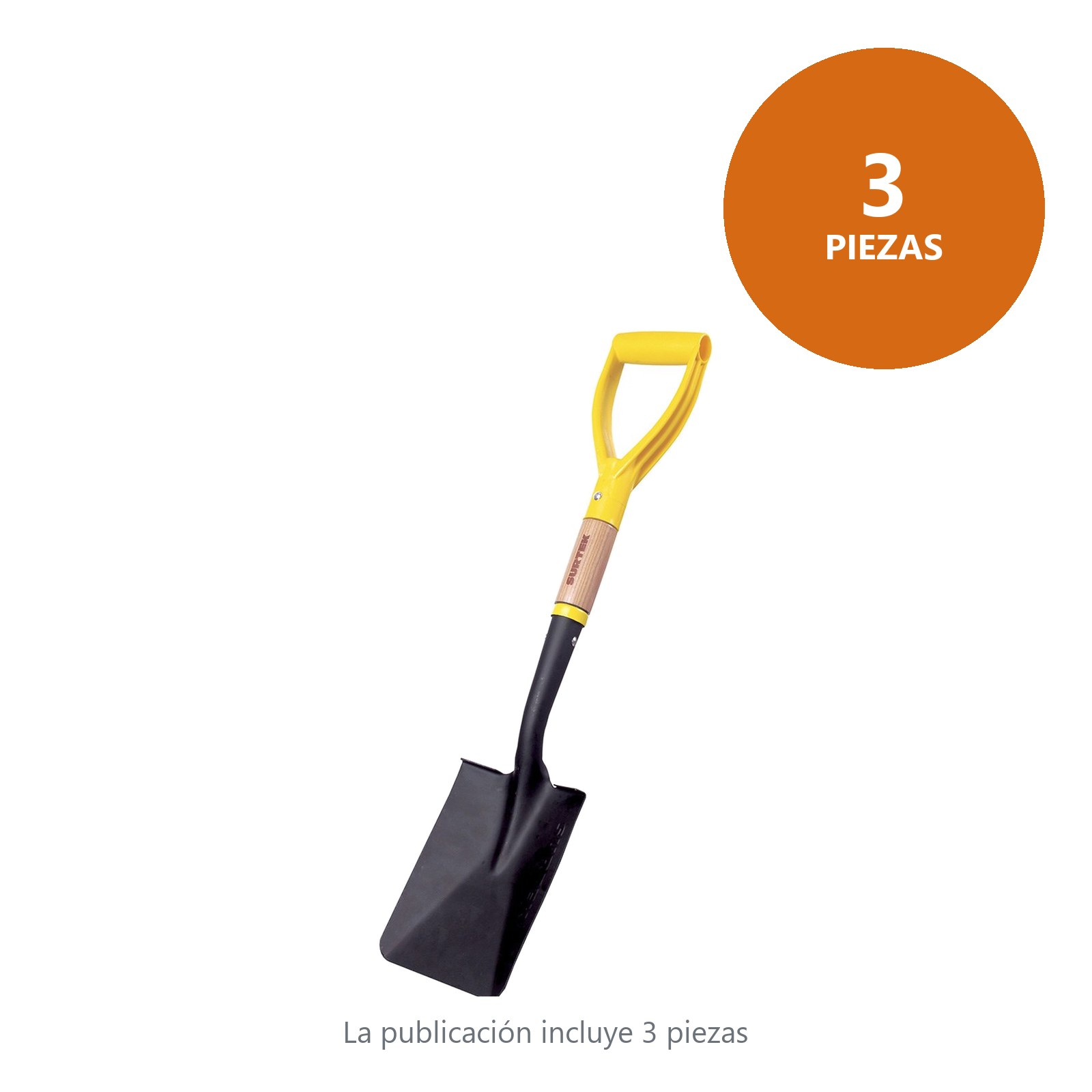 Pala cajuelera con mango de madera con puño metálico "D", cuadrada Surtek - Imagen 3