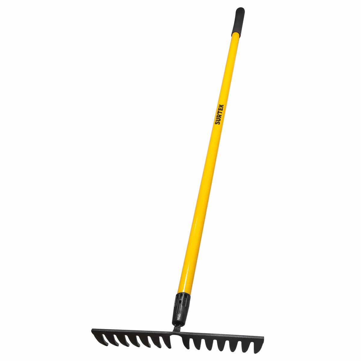 Rastrillo curvo para jardín con mango de fibra de vidrio 60", 14 dientes Surtek