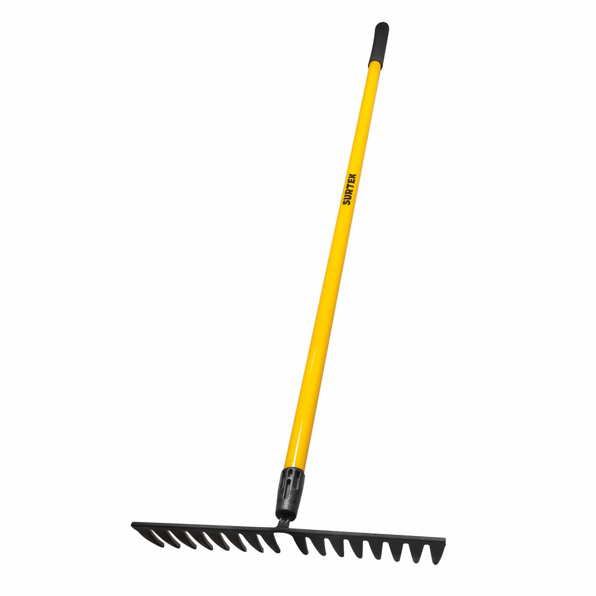 Rastrillo curvo para jardín con mango de fibra de vidrio 60", 16 dientes Surtek