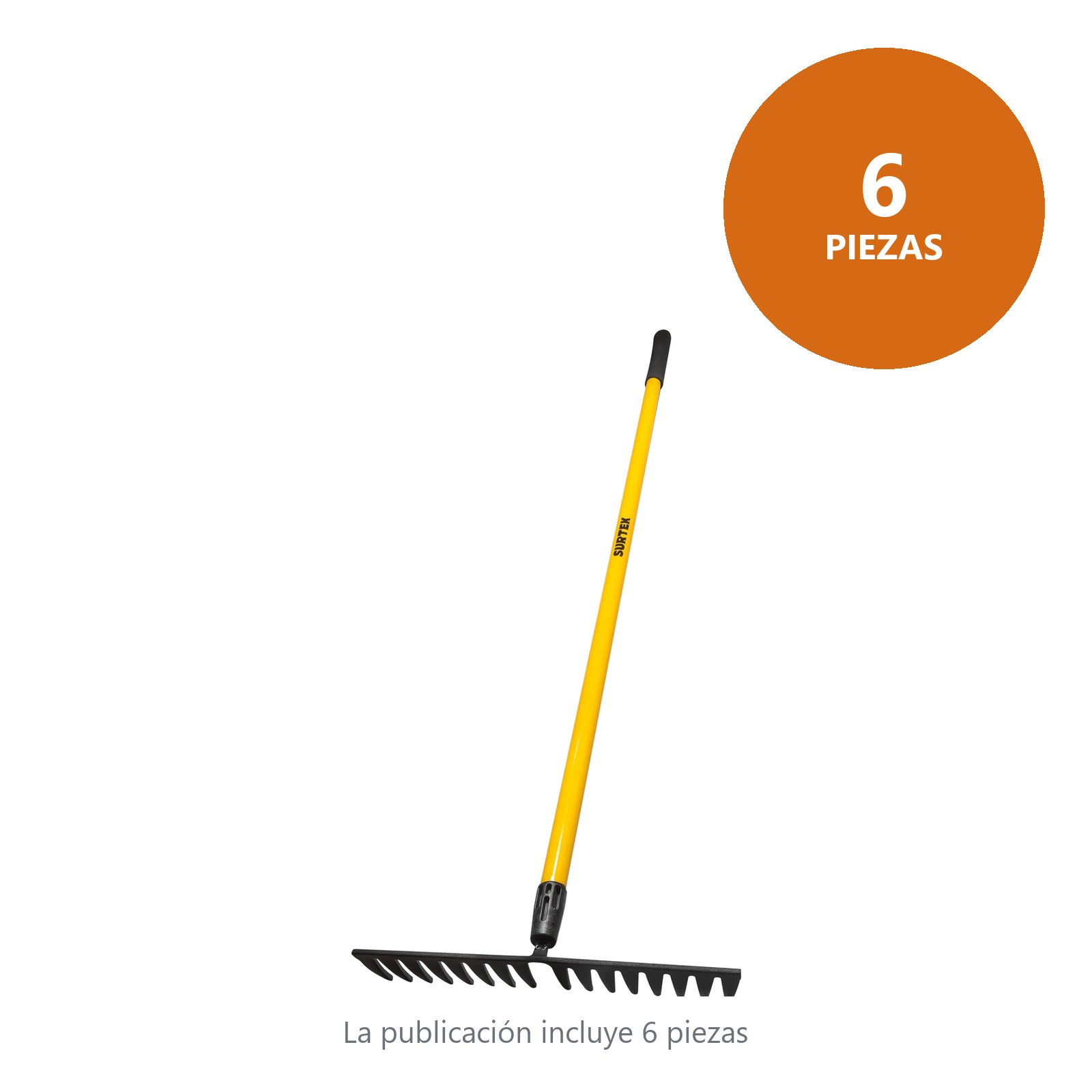 Rastrillo curvo para jardín con mango de fibra de vidrio 60", 16 dientes Surtek - Imagen 4