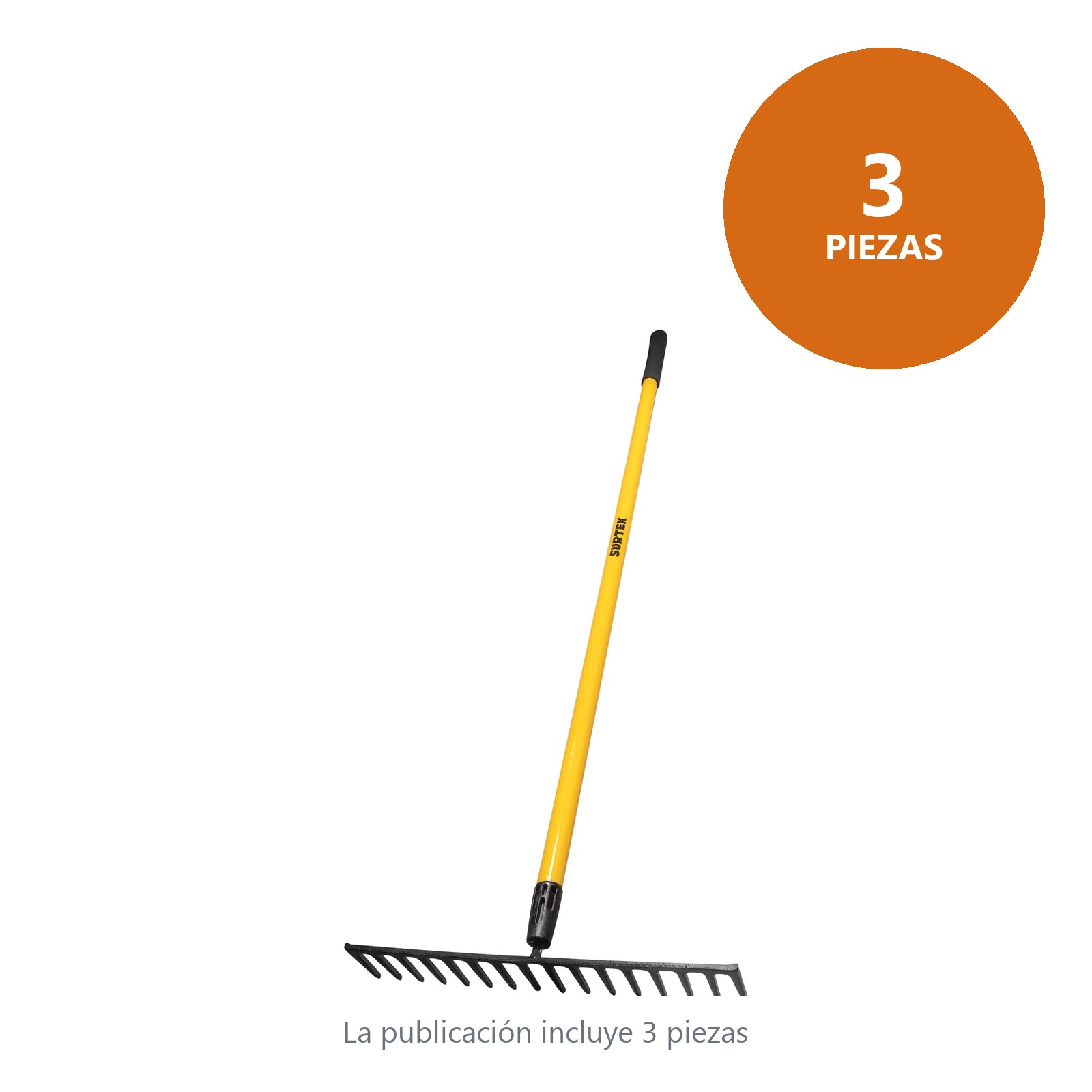 Rastrillo recto para asfalto con mango de fibra de vidrio 60", 16 dientes Surtek - Imagen 4