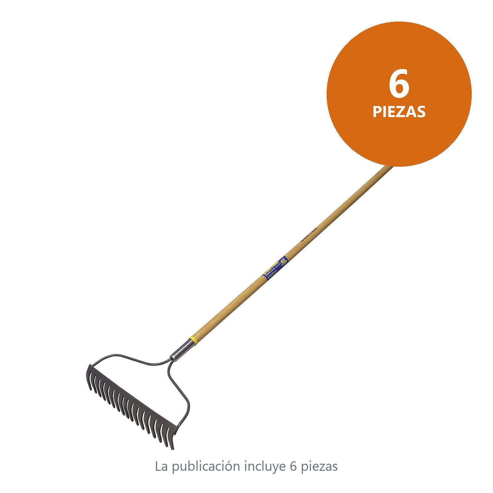 Rastrillo con arco para jardín con mango de madera 54", 17 dientes Surtek - Imagen 2