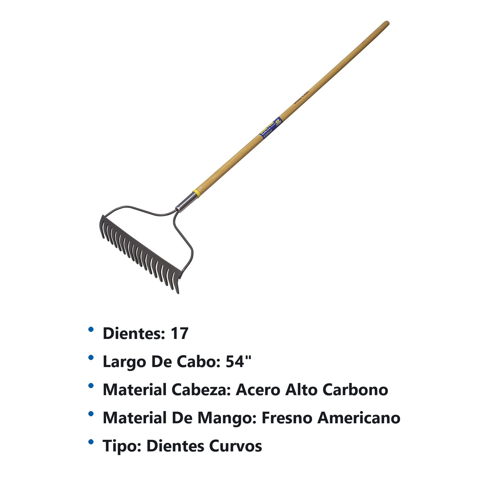 Rastrillo con arco para jardín con mango de madera 54", 17 dientes Surtek - Imagen 3