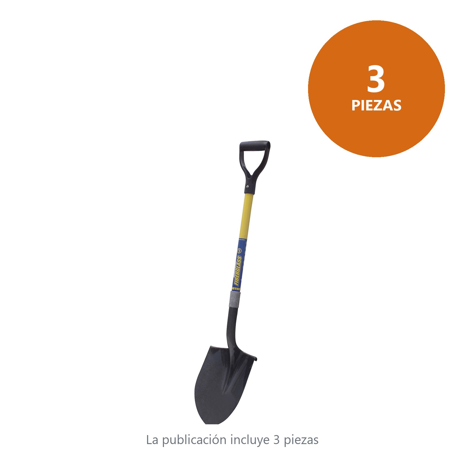 Pala con mango de fibra de vidrio con puño plástico "Y", redonda Surtek - Imagen 3