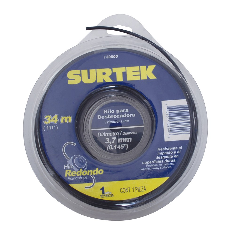 Nailon redondo para desbrozadora doble blíster, 3.7 mm x 34 m Surtek
