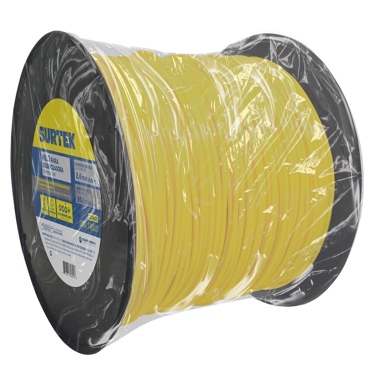 Nailon redondo para desbrozadora en carrete, 2.4 mm x 262 m Surtek - Imagen 2