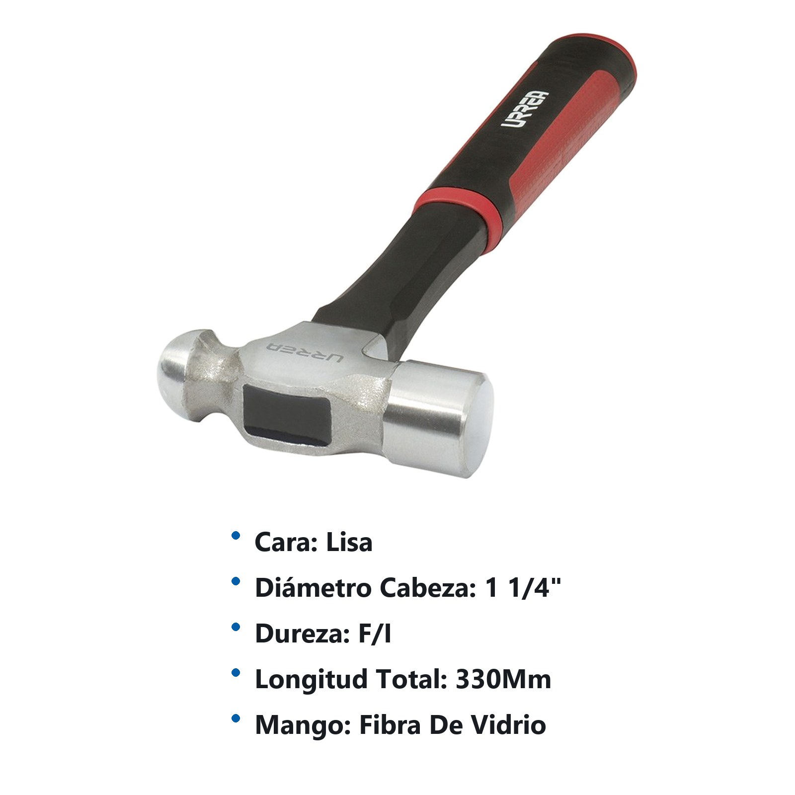 Martillo de bola con mango anti-vibración texturizado de 12-63/64", 16 oz Urrea - Imagen 2