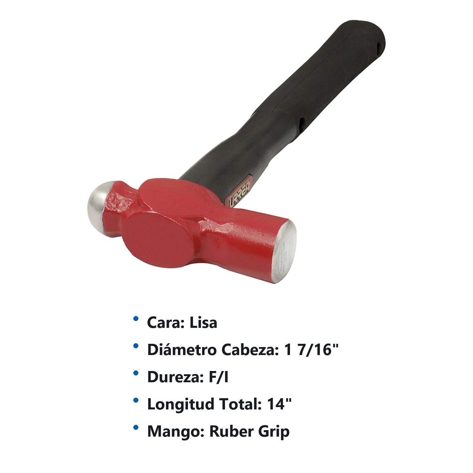 Martillo de bola irrompible con mango Rubber grip de 14", 24 oz Urrea - Imagen 2
