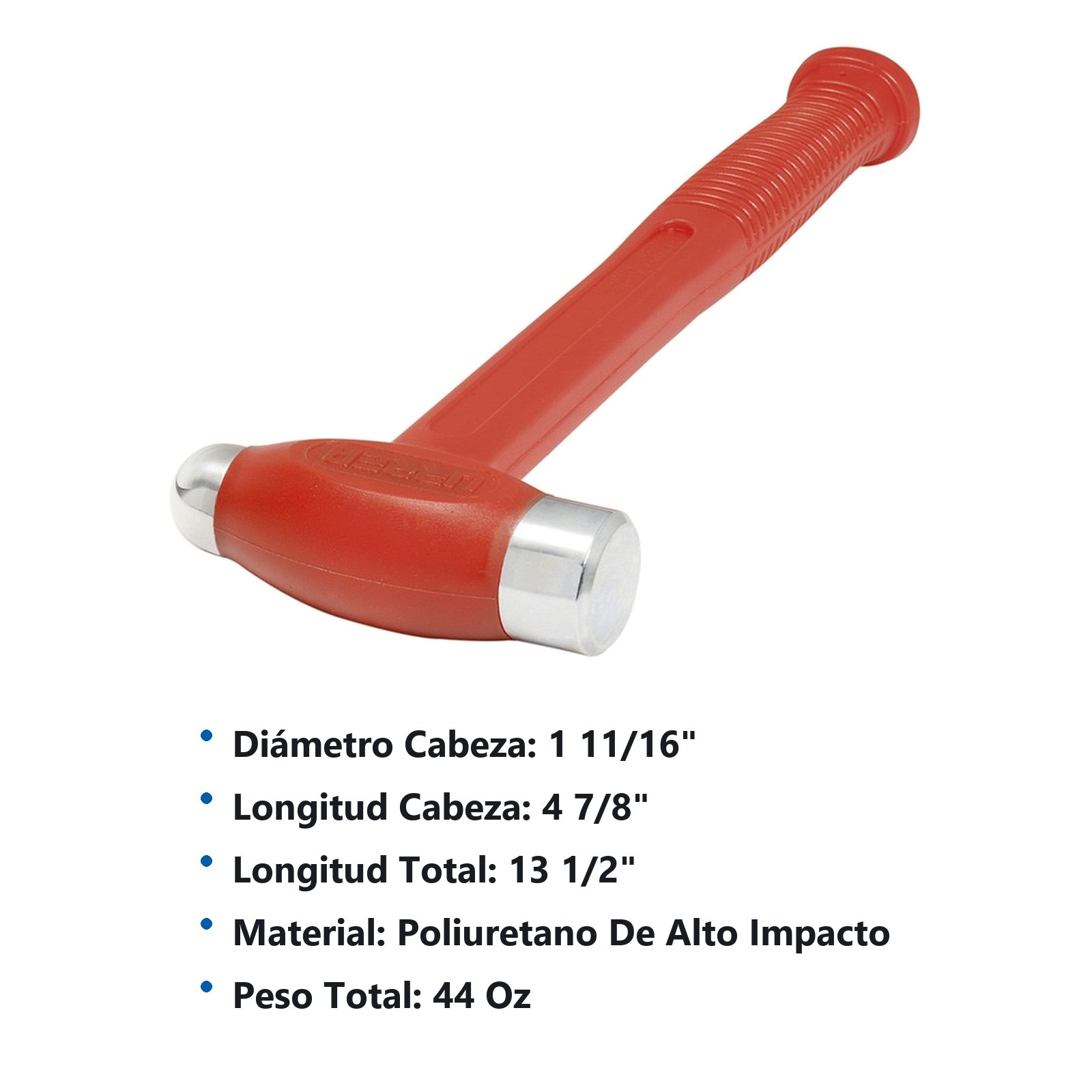 Martillo de bola de golpe seco con tapas de acero 44 oz Urrea - Imagen 2