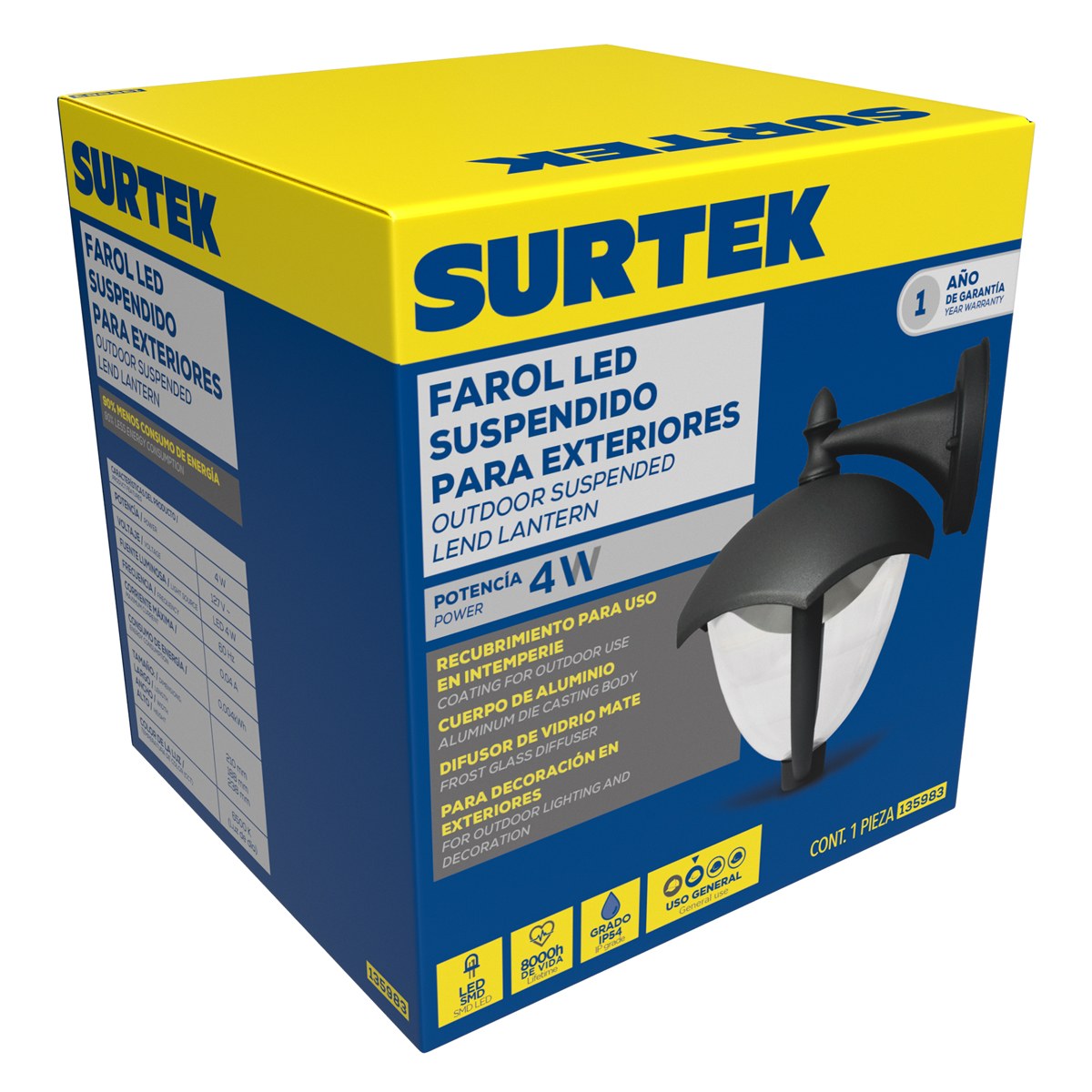 Farol de LED suspendido negro 4 W de 320 lm Surtek - Imagen 2