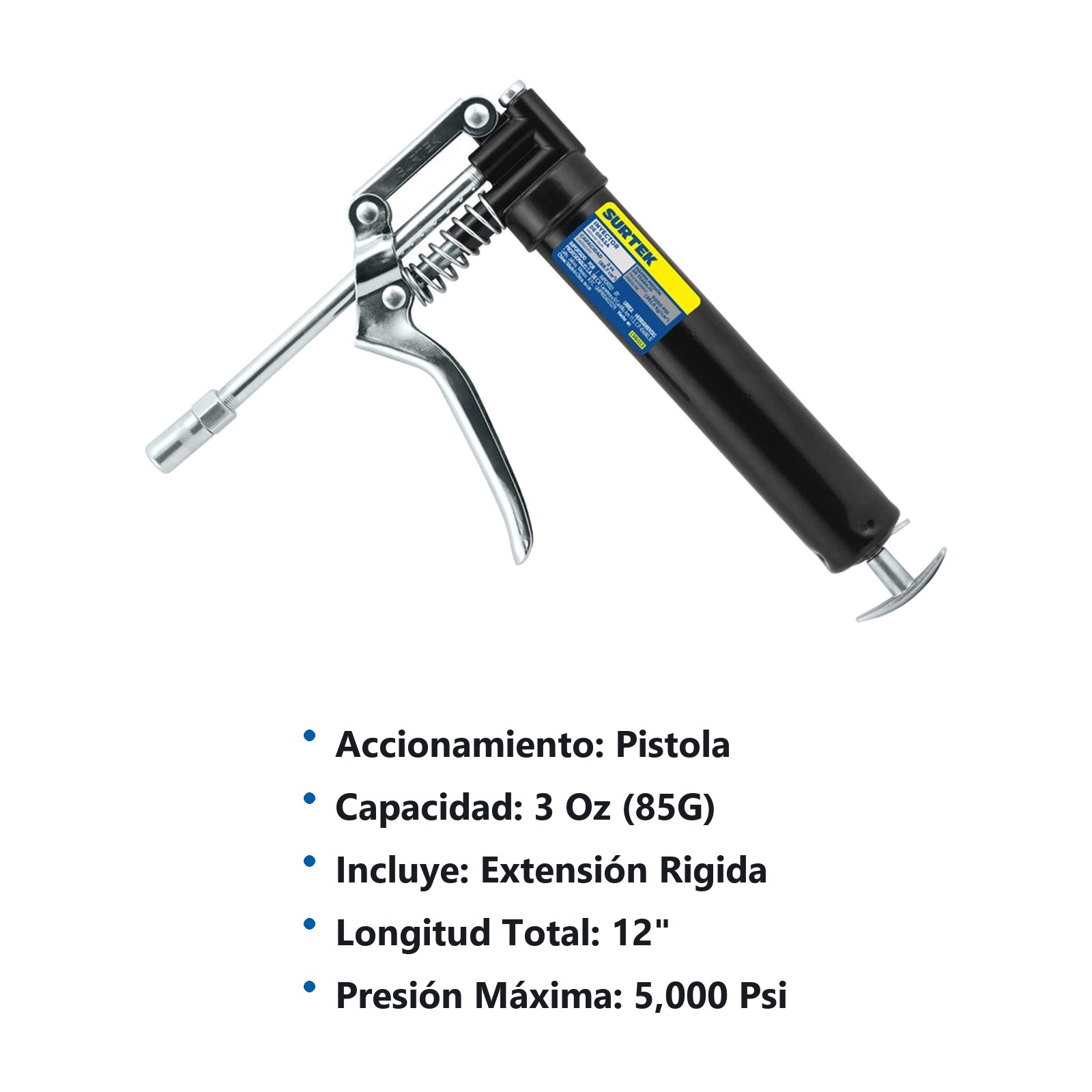 Inyector de grasa tipo pistola de 119 g, 5000 PSI Surtek - Imagen 3