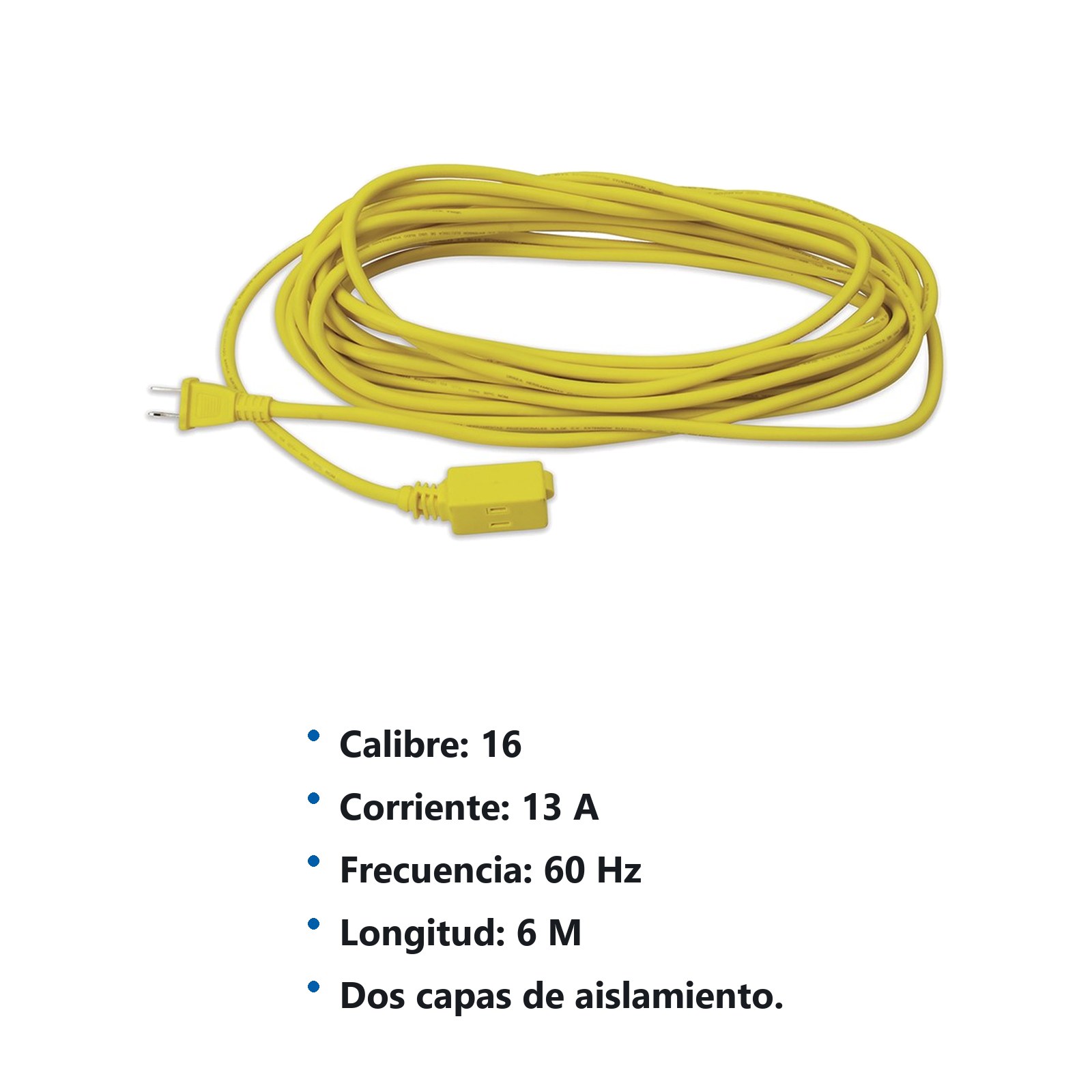 Extensión eléctrica uso rudo polarizada color amarillo, 6 m Surtek - Imagen 2