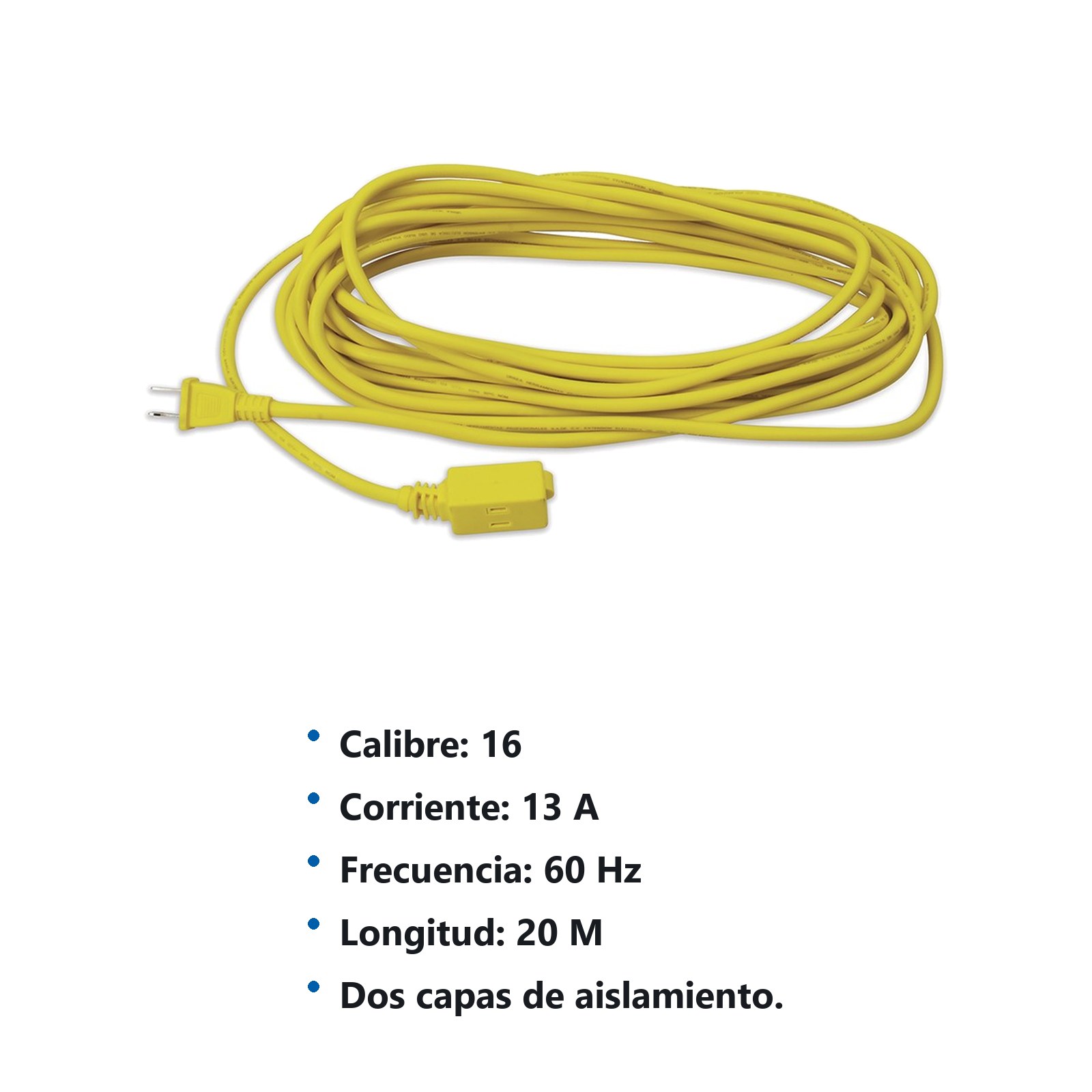 Extensión eléctrica uso rudo polarizada color amarillo, 20 m Surtek - Imagen 2