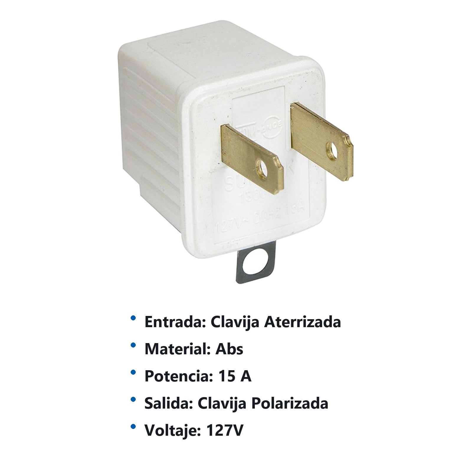 Adaptador clavija de aterrizado a polarizado ABS, 2 piezas Surtek - Imagen 3