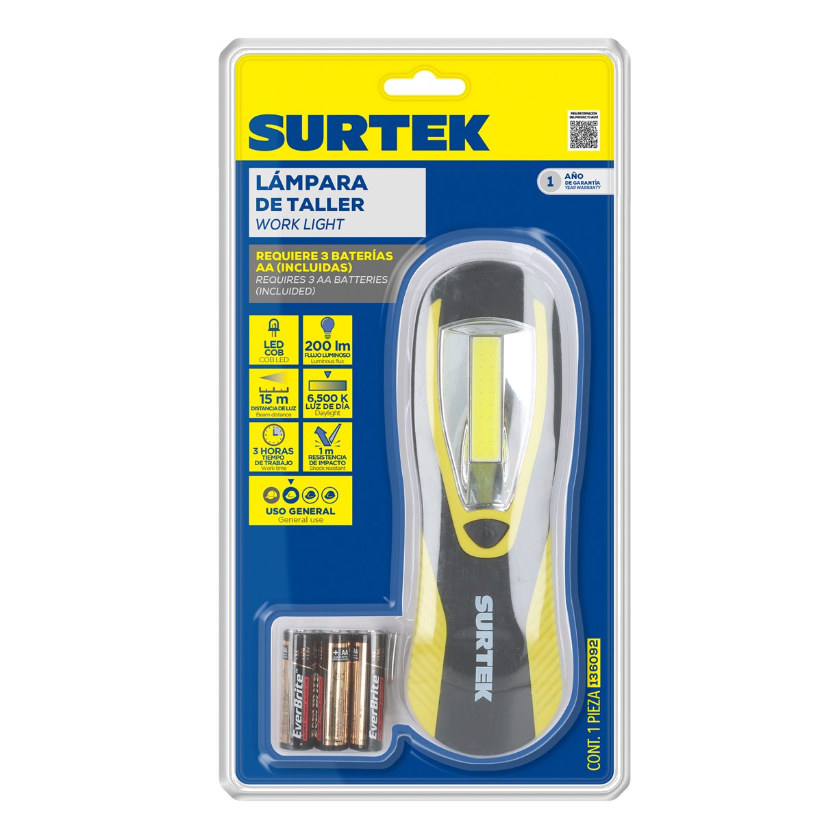 Lámpara de LED para taller a batería de 200 lm Surtek - Imagen 2