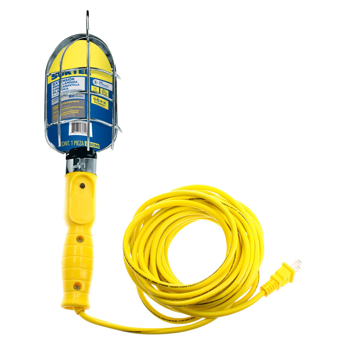Lámpara de taller con canastilla metálica, color amarillo 8 m Surtek - Imagen 2
