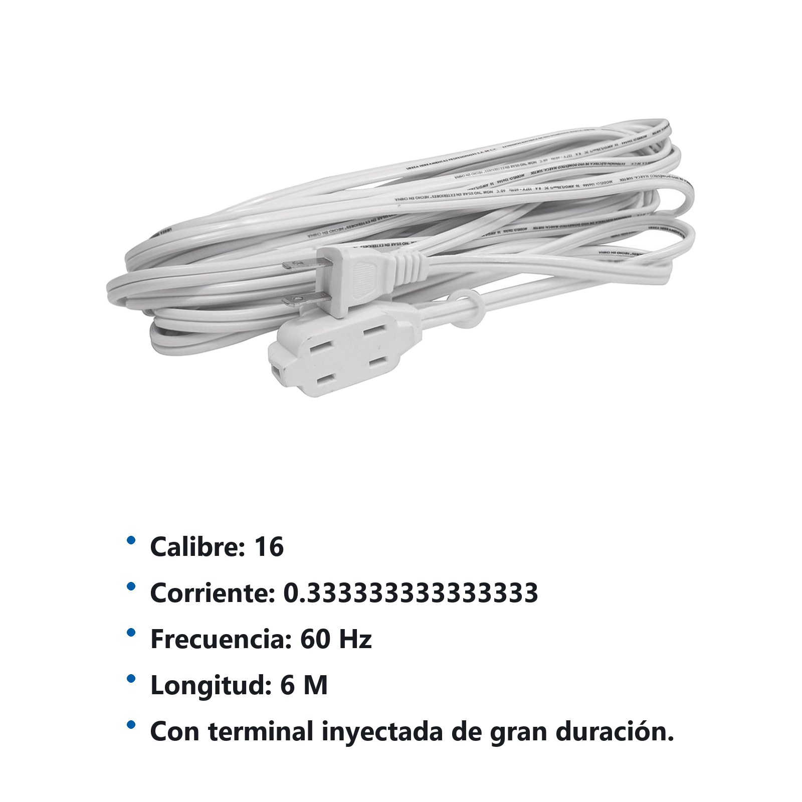 Extensión eléctrica doméstica color blanco, 6 m Surtek - Imagen 2