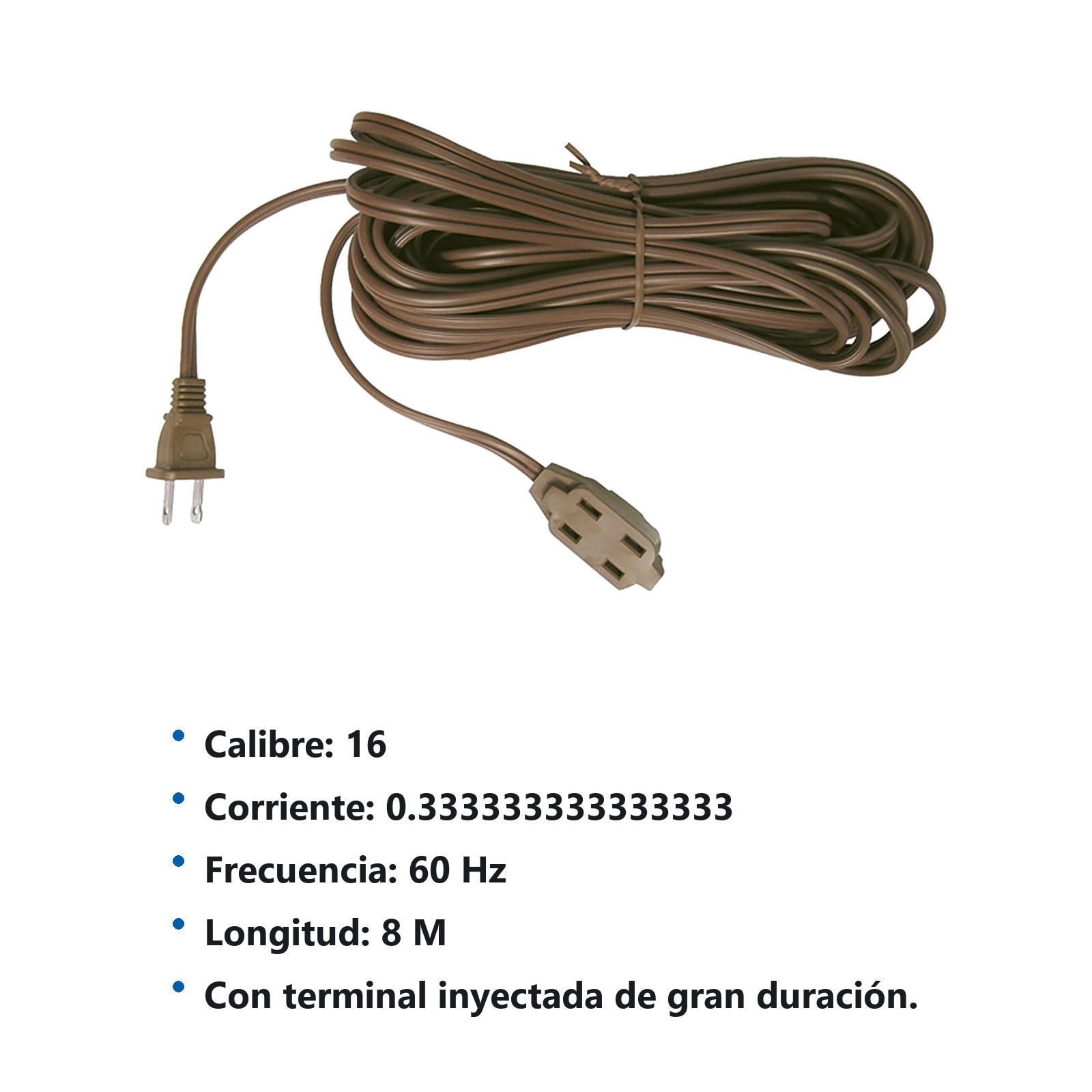 Extensión eléctrica doméstica color café, 8 m Surtek - Imagen 2