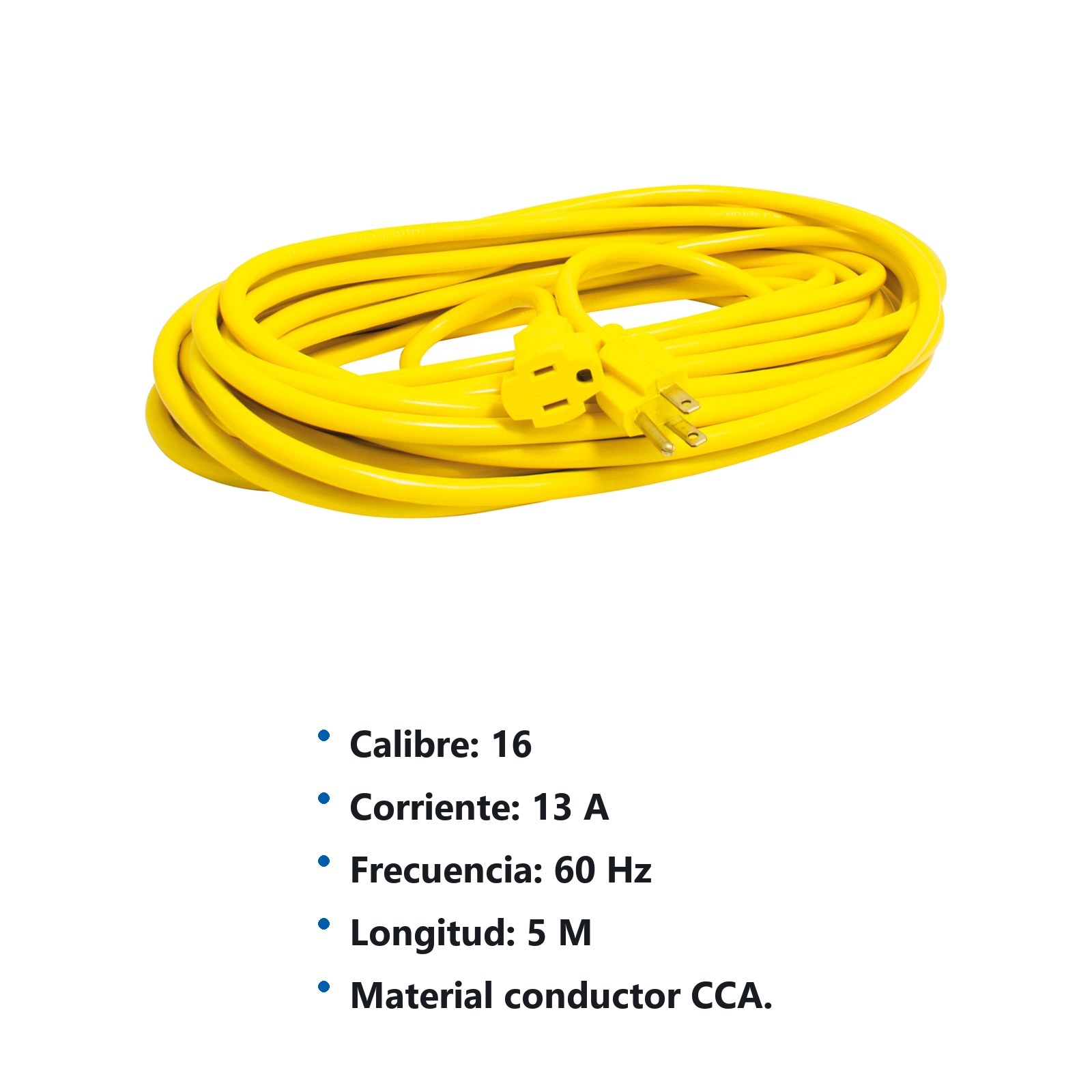 Extensión eléctrica uso rudo aterrizada color amarillo, 5 m Surtek - Imagen 2