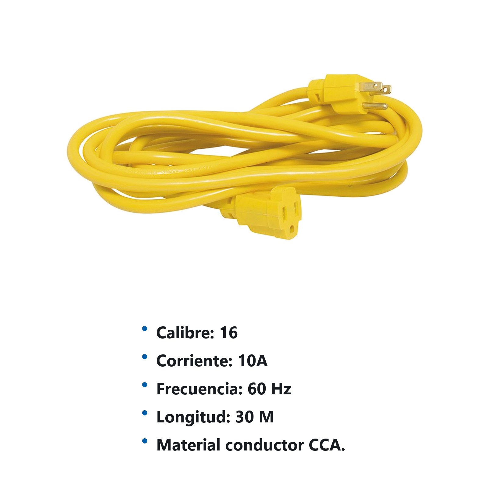 Extensión eléctrica uso rudo aterrizada color amarillo, 30 m Surtek - Imagen 2