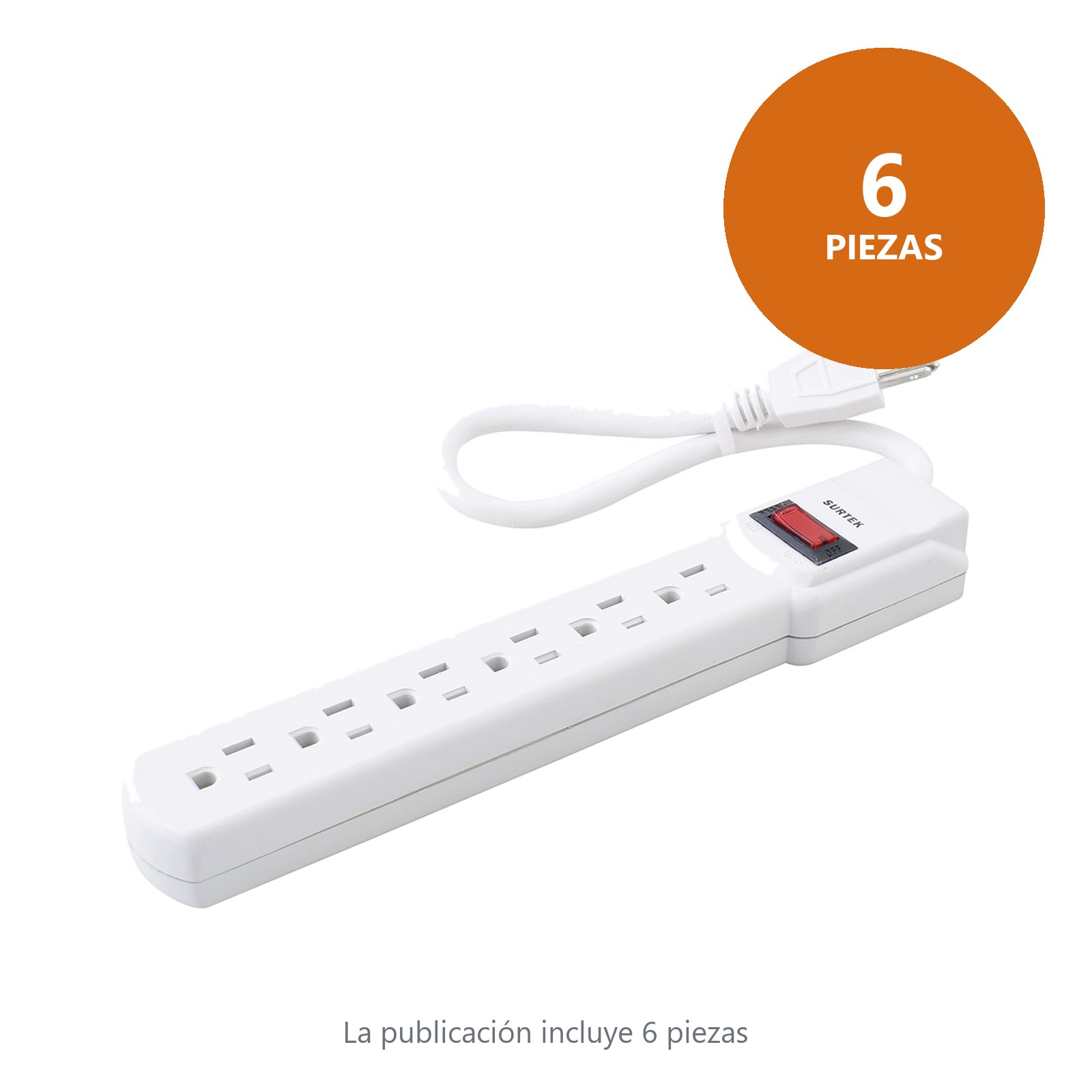 Multicontacto 6 entradas cable 30 cm Surtek - Imagen 3