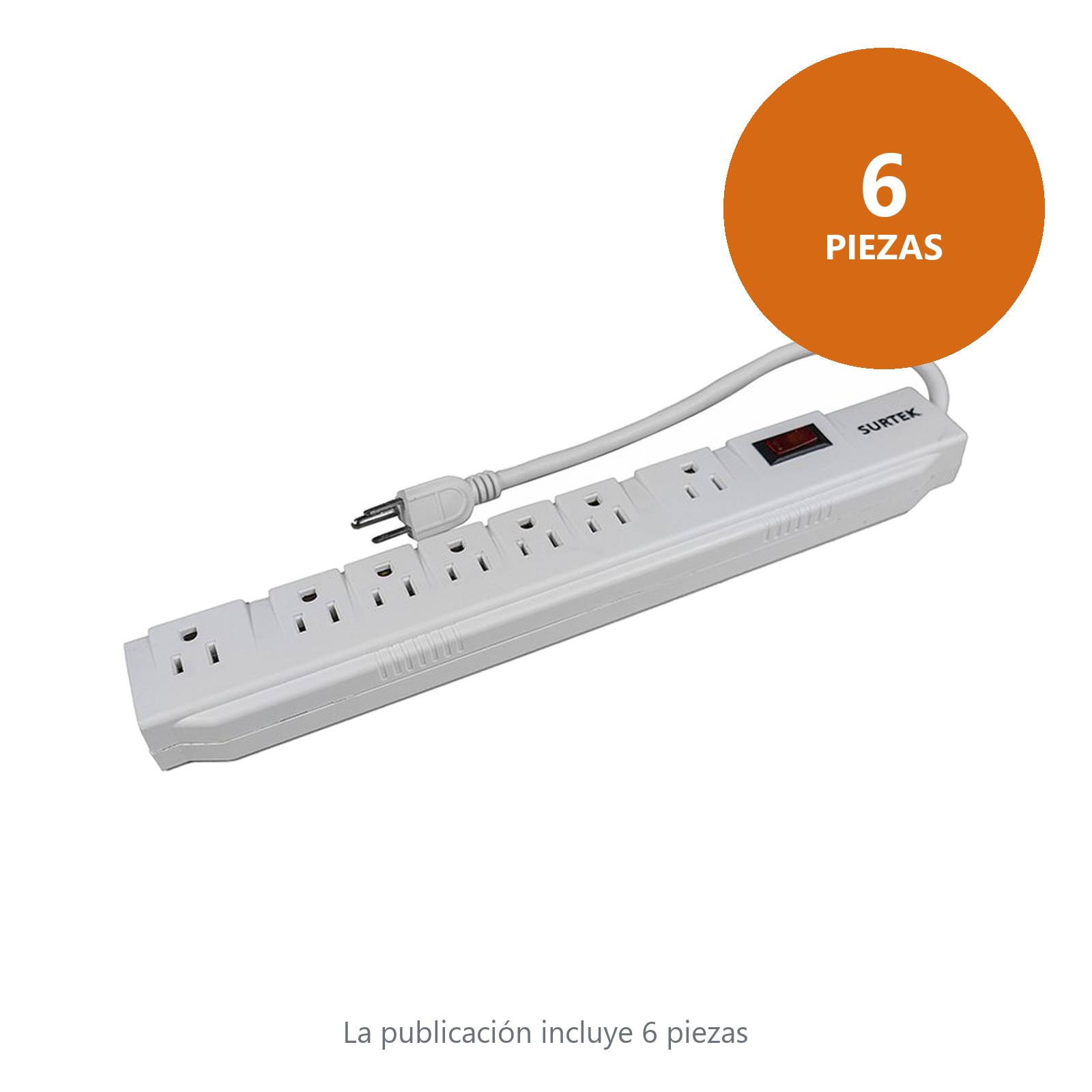 Multicontacto 7 entradas cable 30 cm Surtek - Imagen 3