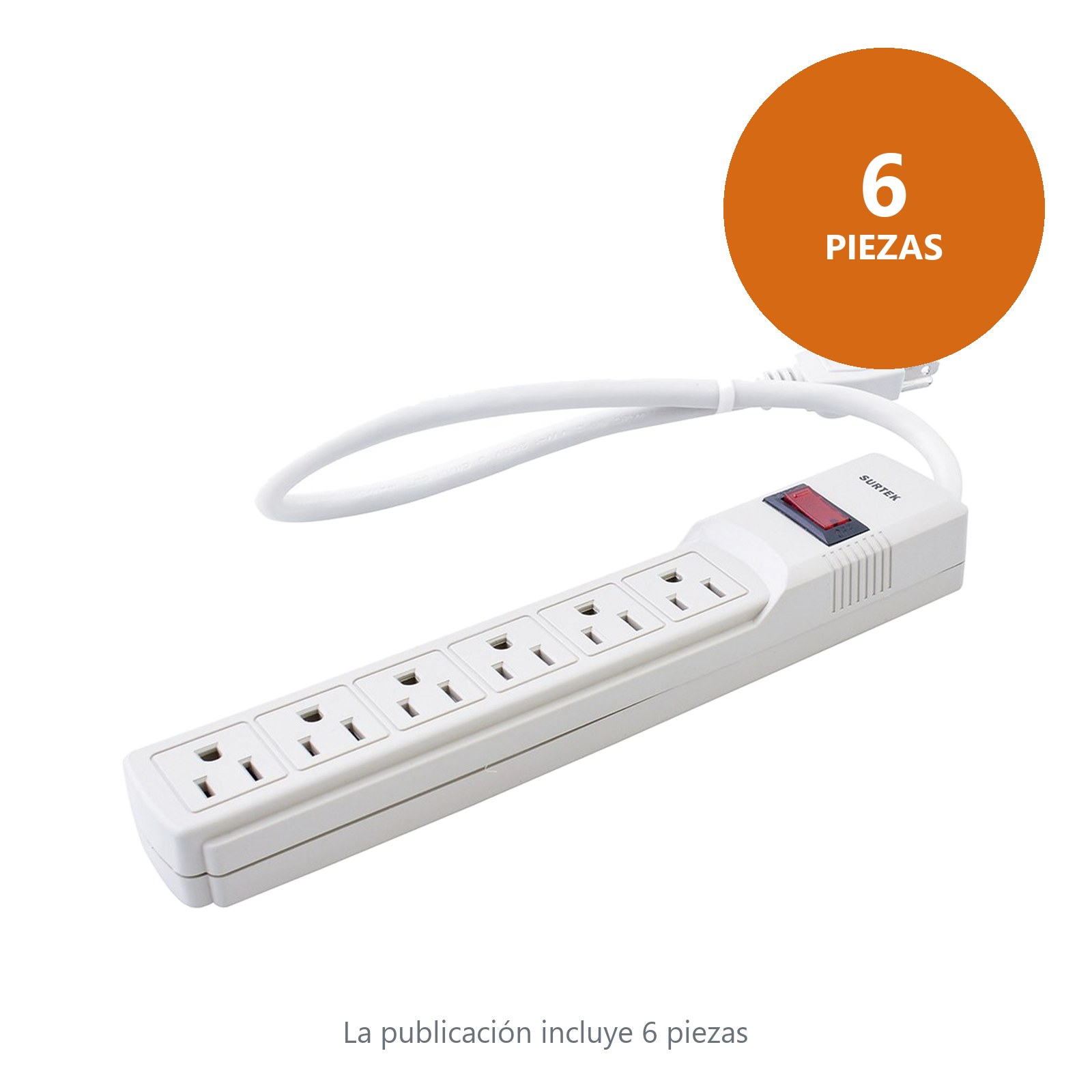 Supresor de picos 6 entradas cable 270 J, de 45 cm Surtek - Imagen 3