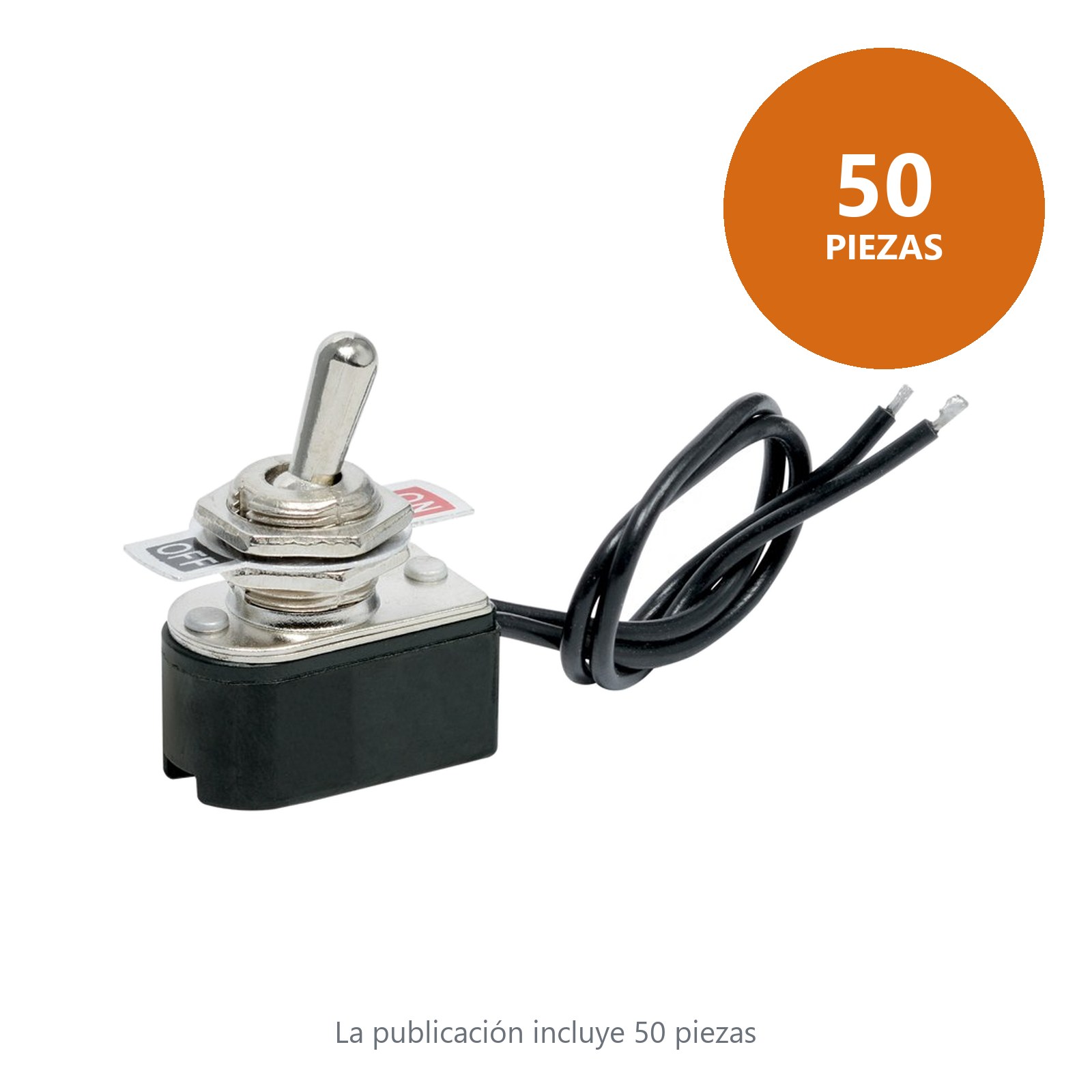 Apagador de palanca metal con cable de 14 cm 6 A, color blanco Surtek - Imagen 2