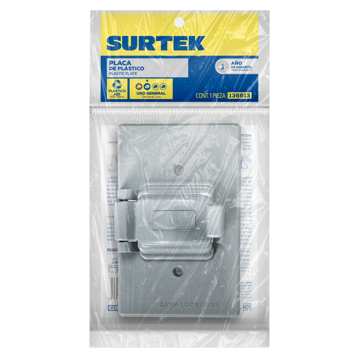 Placa sencilla plástica para intemperie, línea estándar, color gris Surtek - Imagen 2