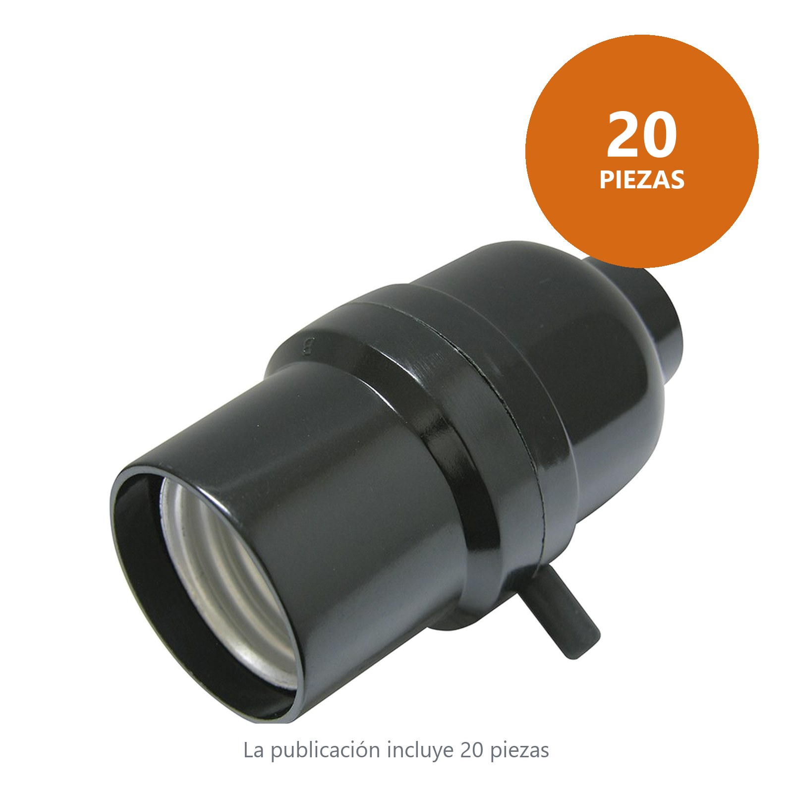 Portalámpara con apagador de paso, color negro Surtek - Imagen 3