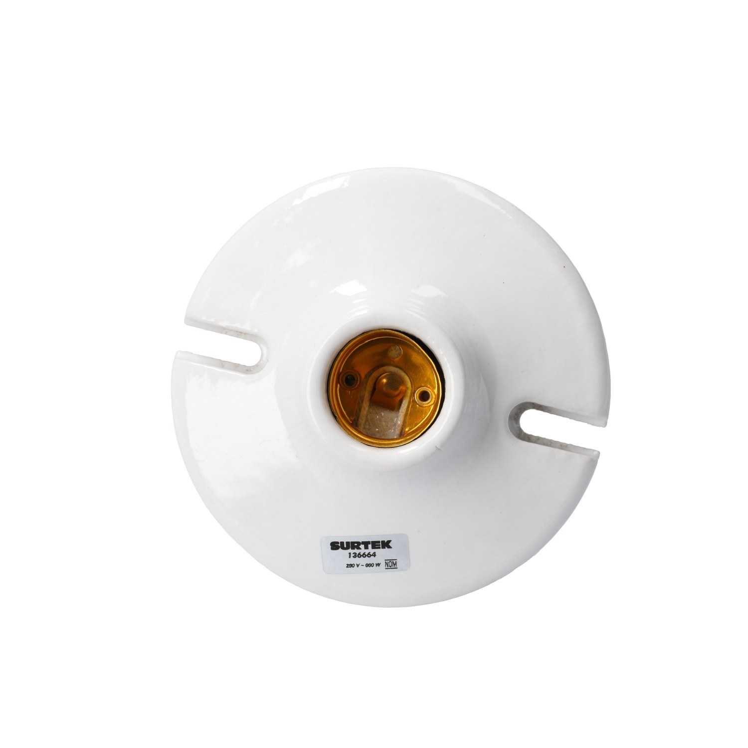 Portalámpara redonda de porcelana para techo 4", color blanco Surtek - Imagen 3