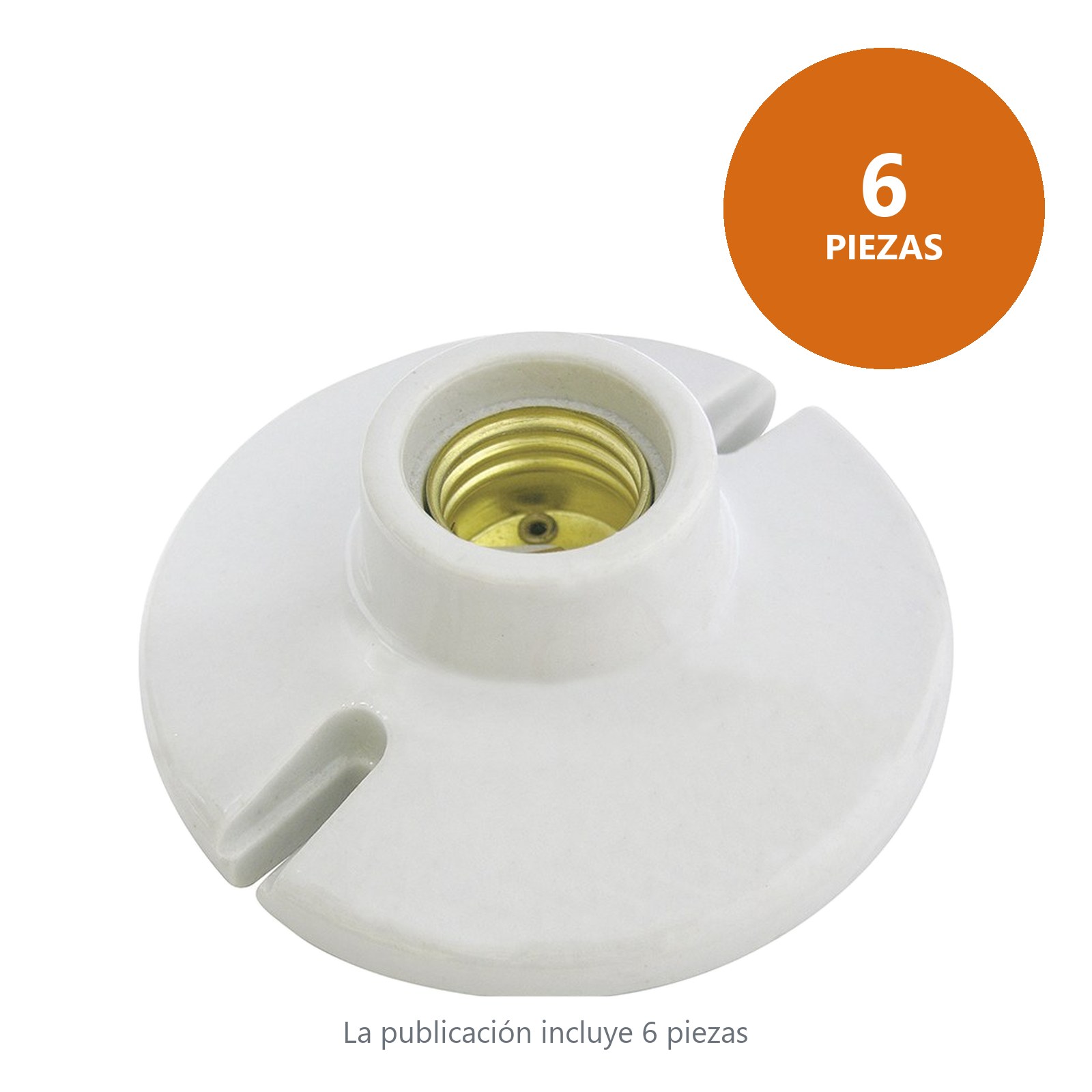 Portalámpara redonda de porcelana para techo 4", color blanco Surtek - Imagen 4
