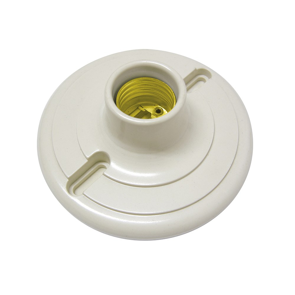 Portalámpara redonda de baquelita para techo 4", color blanco Surtek