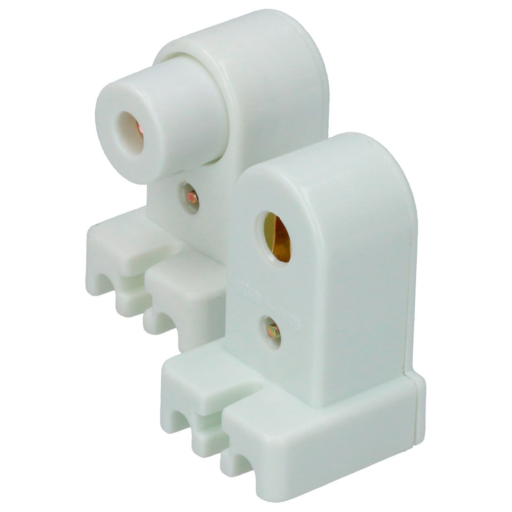 Portalámpara compacta Slim Line con terminales de presión, 2  piezas, color blanco Surtek