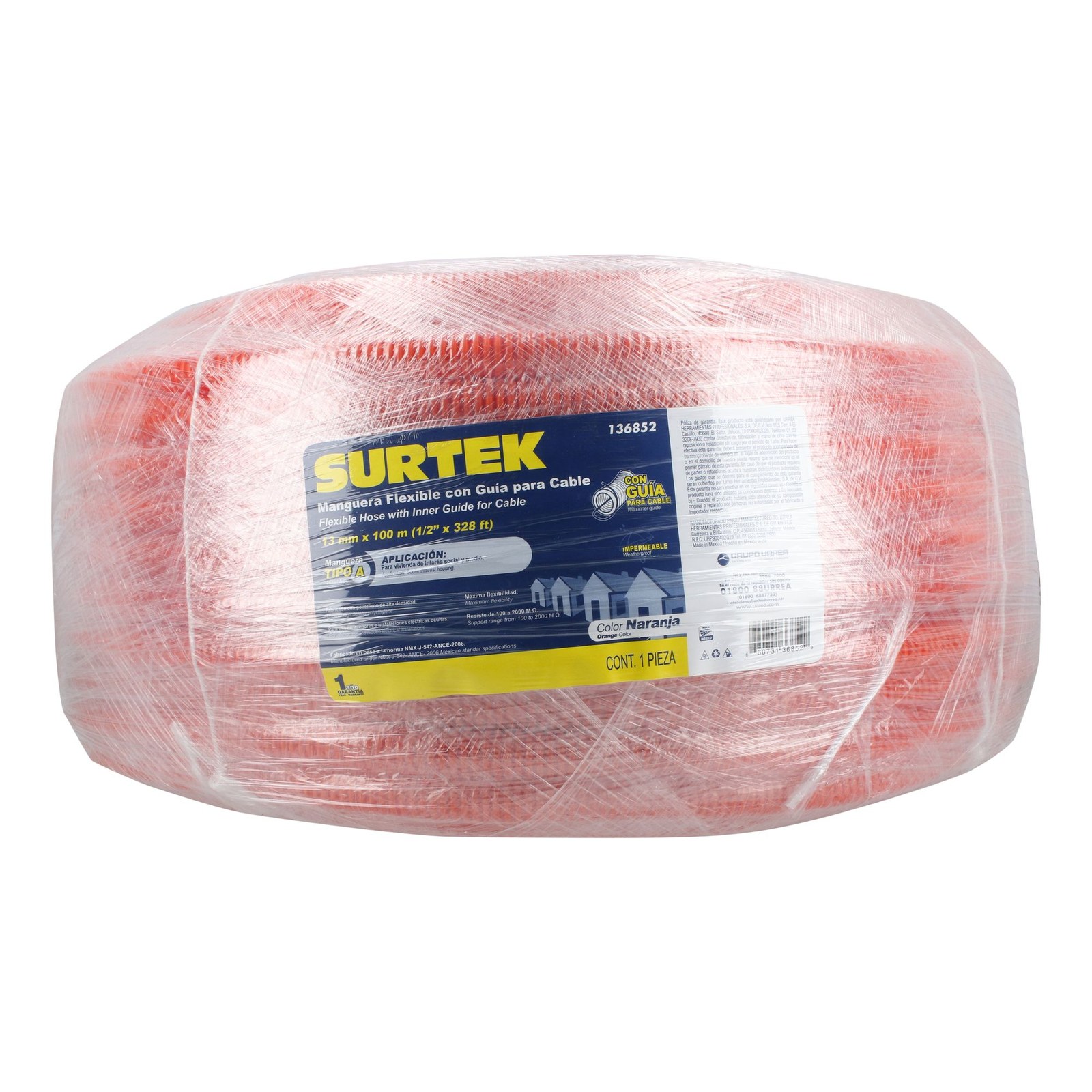 Manguera flexible para cable, reforzada con guía 1/2" 100 m Surtek - Imagen 2