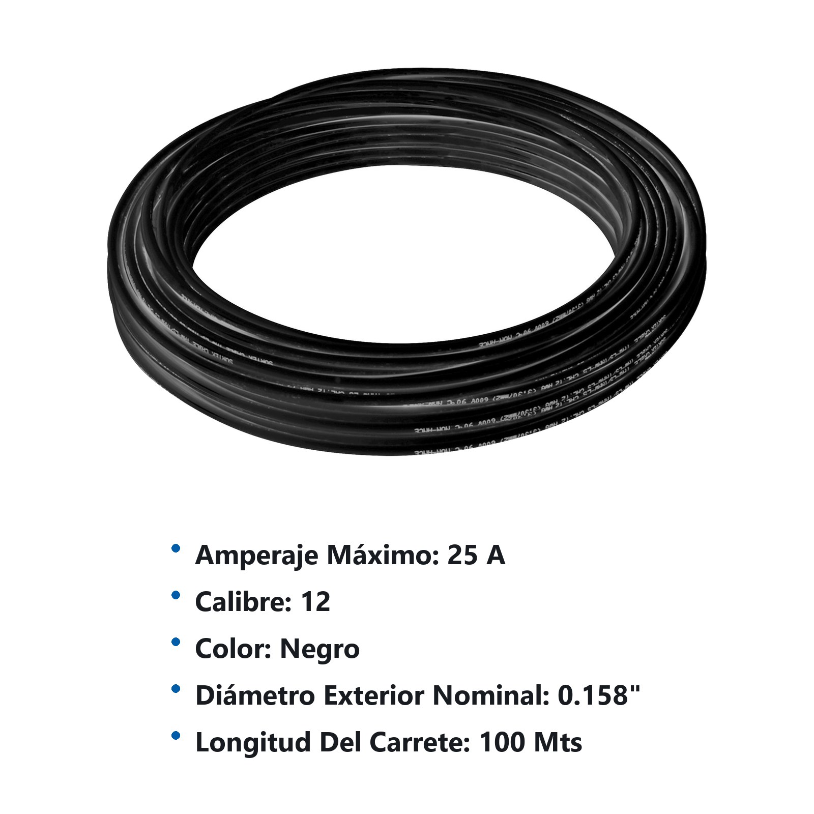 Cable eléctrico THW calibre 12, 100 m color negro Surtek - Imagen 2